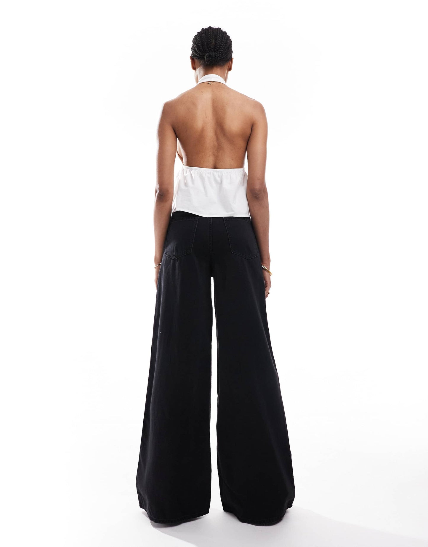 ASOS DESIGN Tall wide leg jean in washed black - BLACK