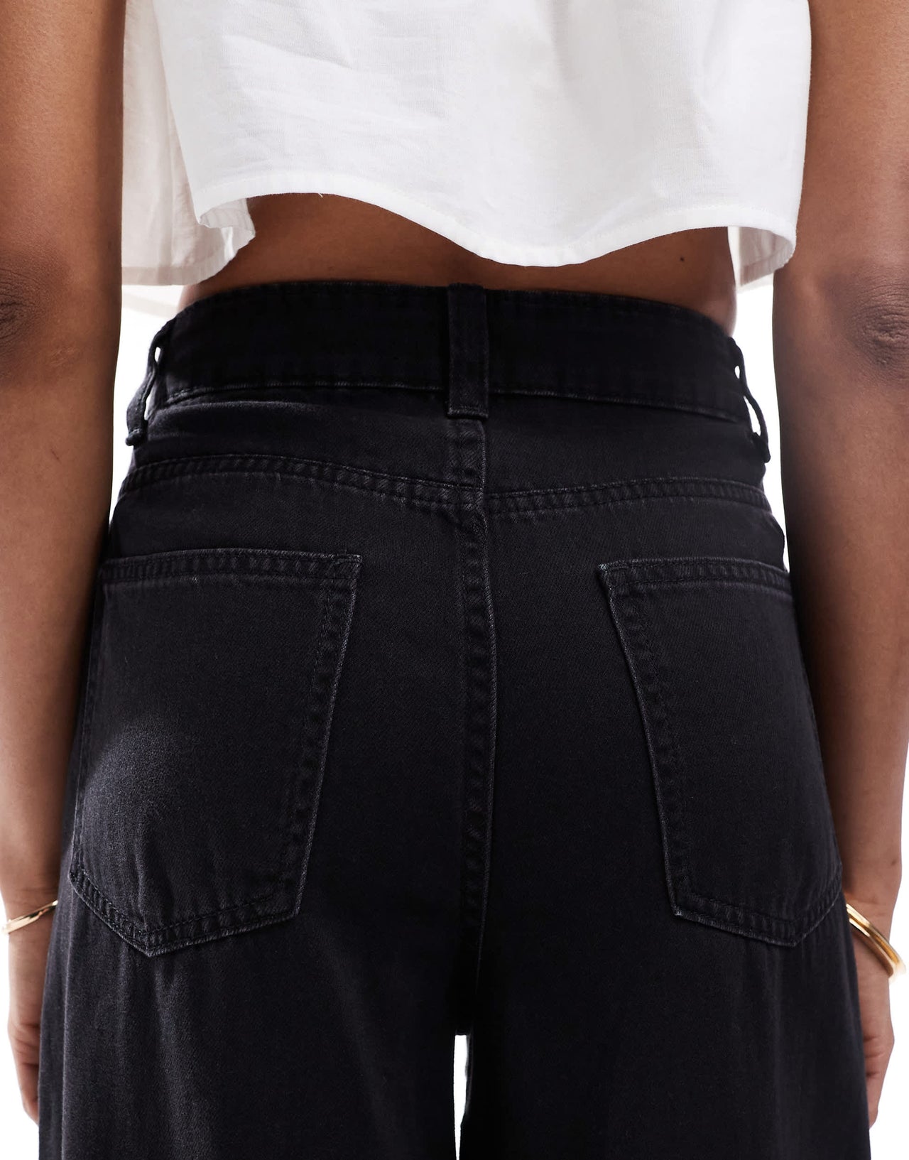 ASOS DESIGN Tall wide leg jean in washed black - BLACK