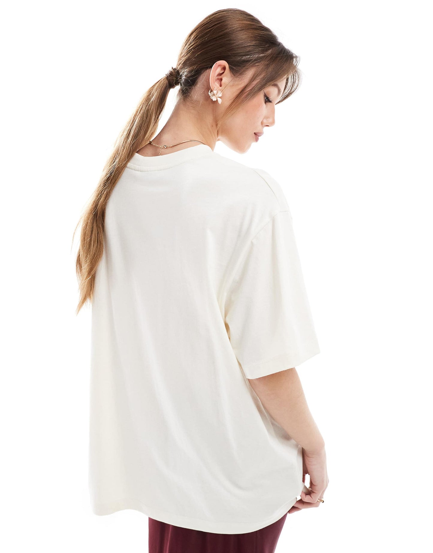 ASOS DESIGN Oversized t shirt in texture with Running Club Graphic in cream