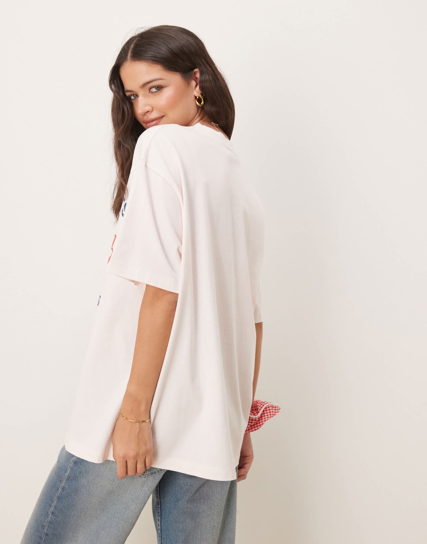 ASOS DESIGN Oversized T-shirt with Boston graphic in pink