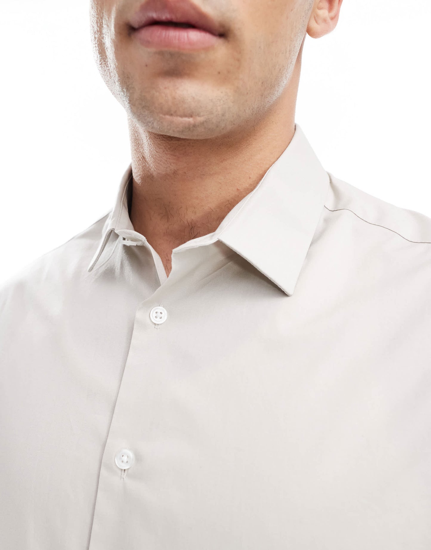 ASOS DESIGN formal poplin regular shirt in stone