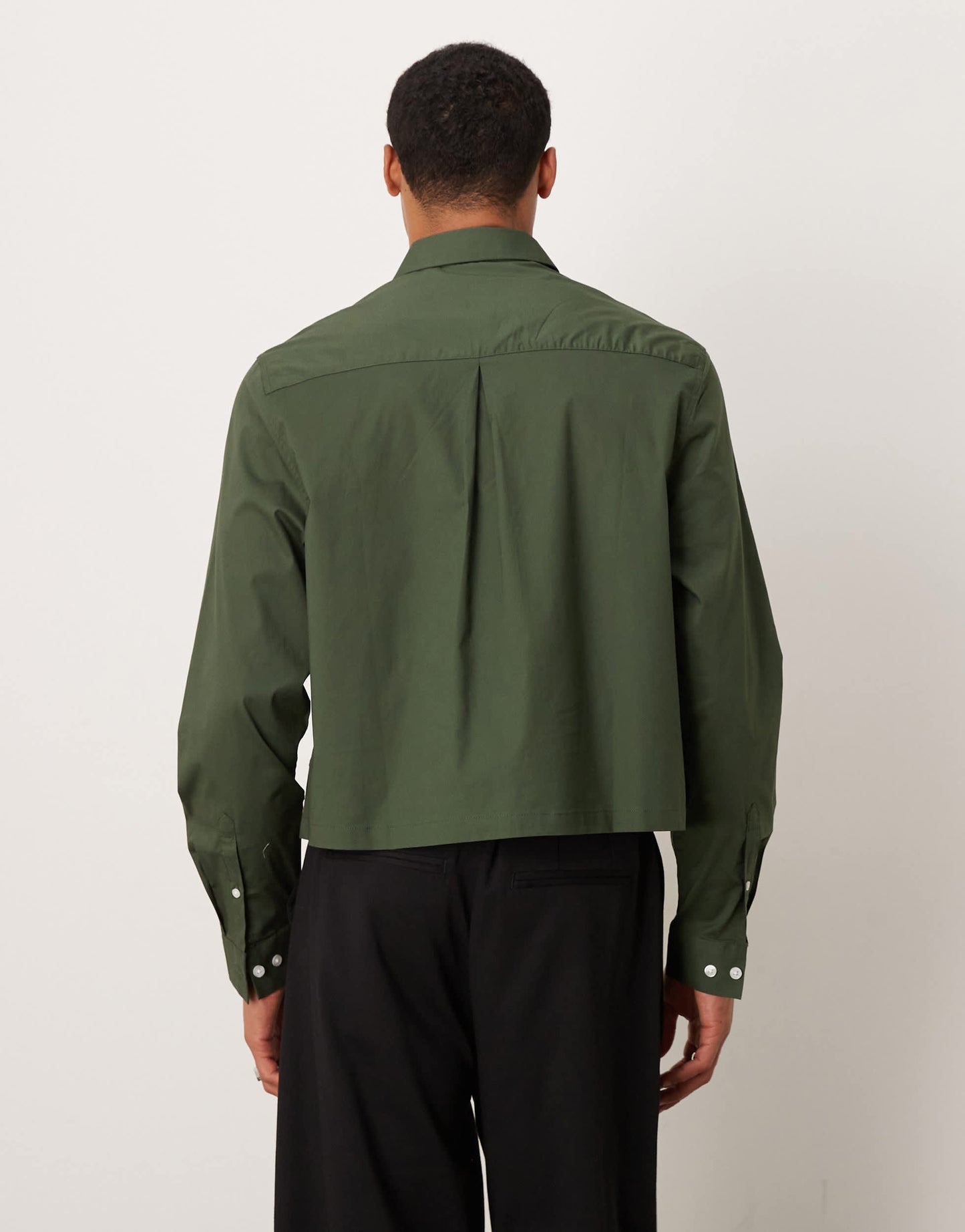 ASOS DESIGN cropped poplin regular shirt in khaki