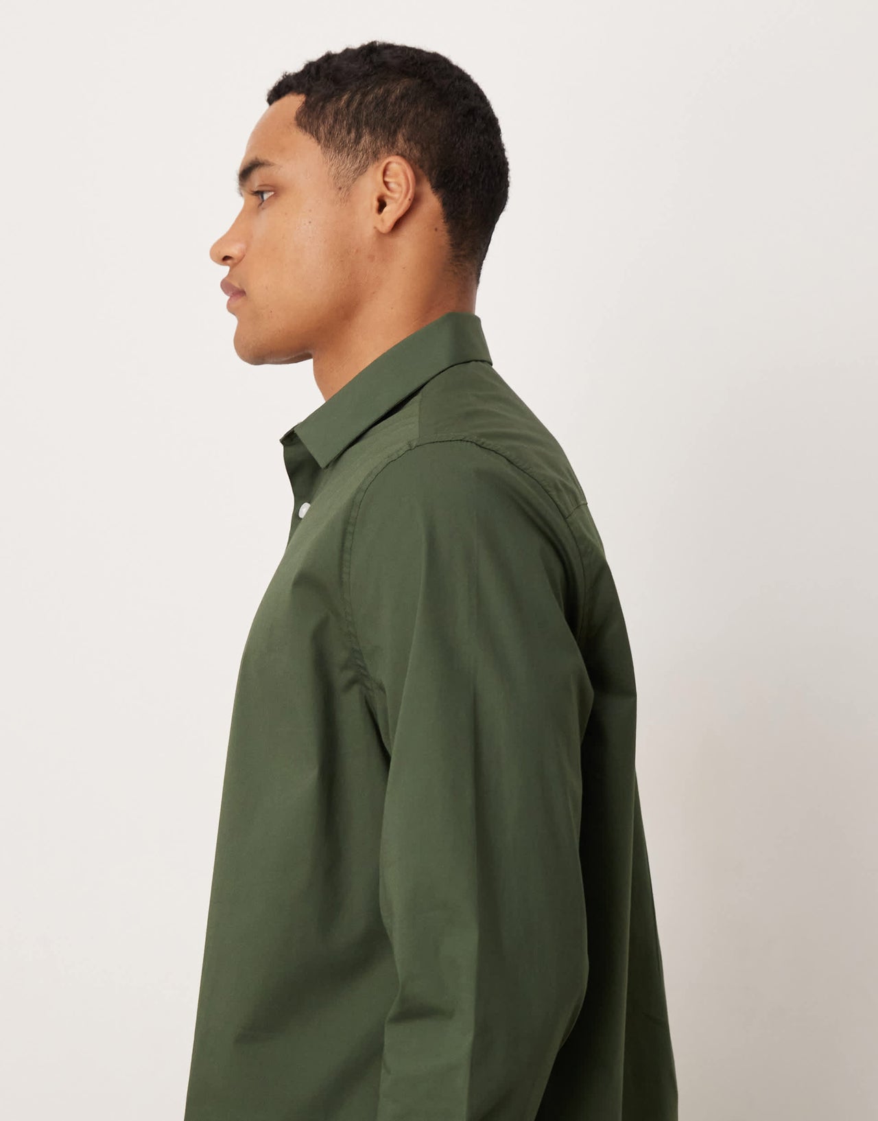 ASOS DESIGN cropped poplin regular shirt in khaki