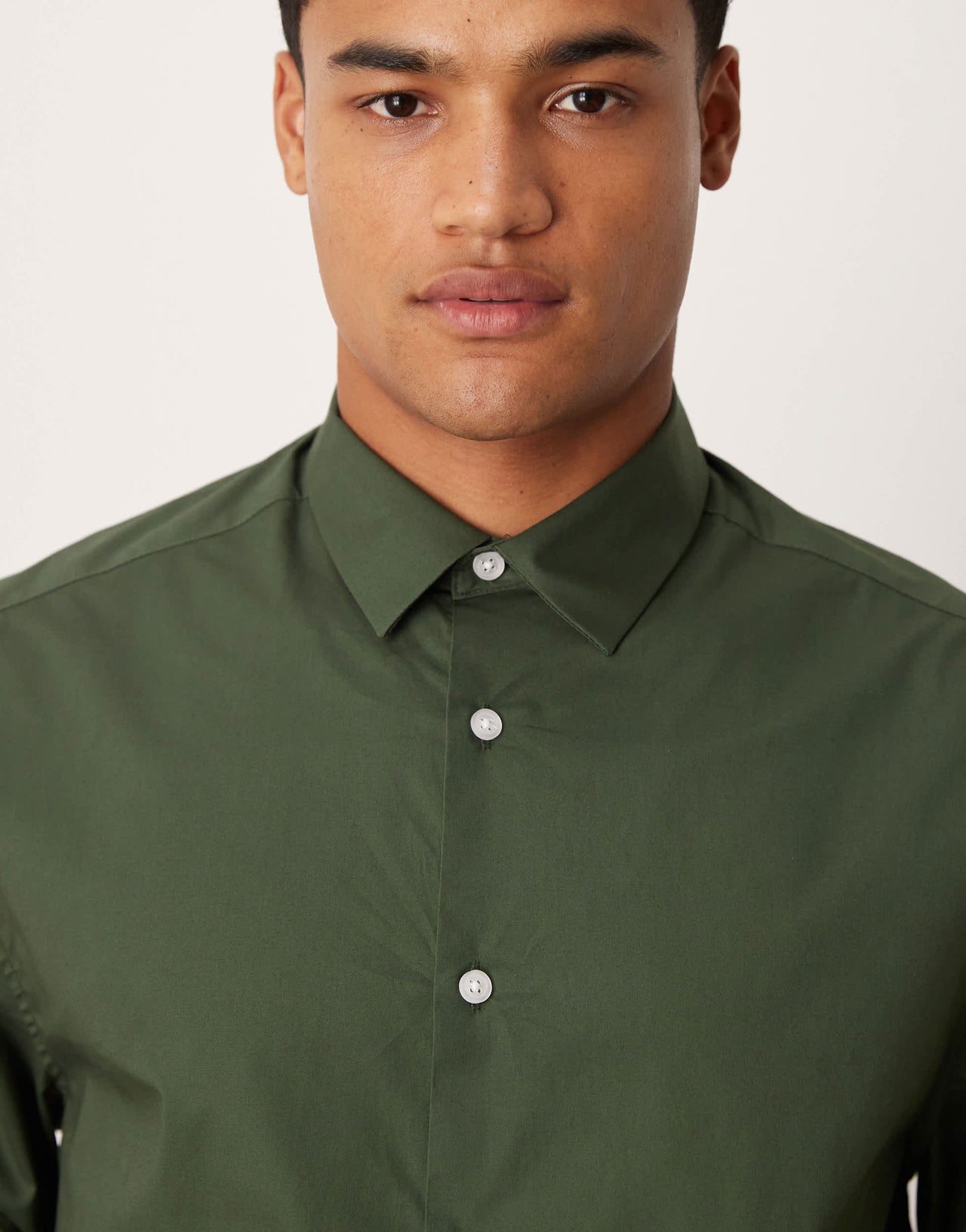 ASOS DESIGN cropped poplin regular shirt in khaki