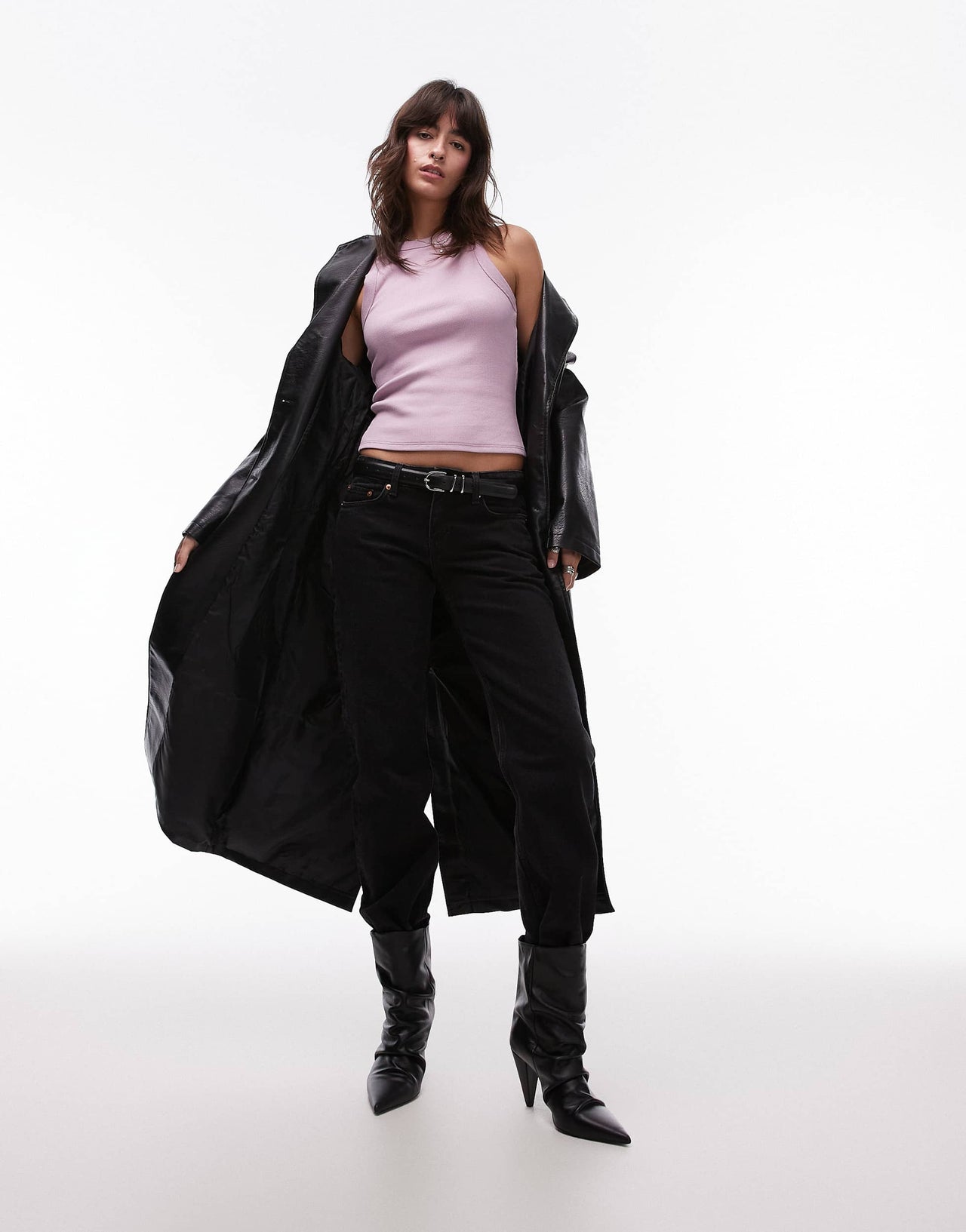 Topshop rib racer vest in pink