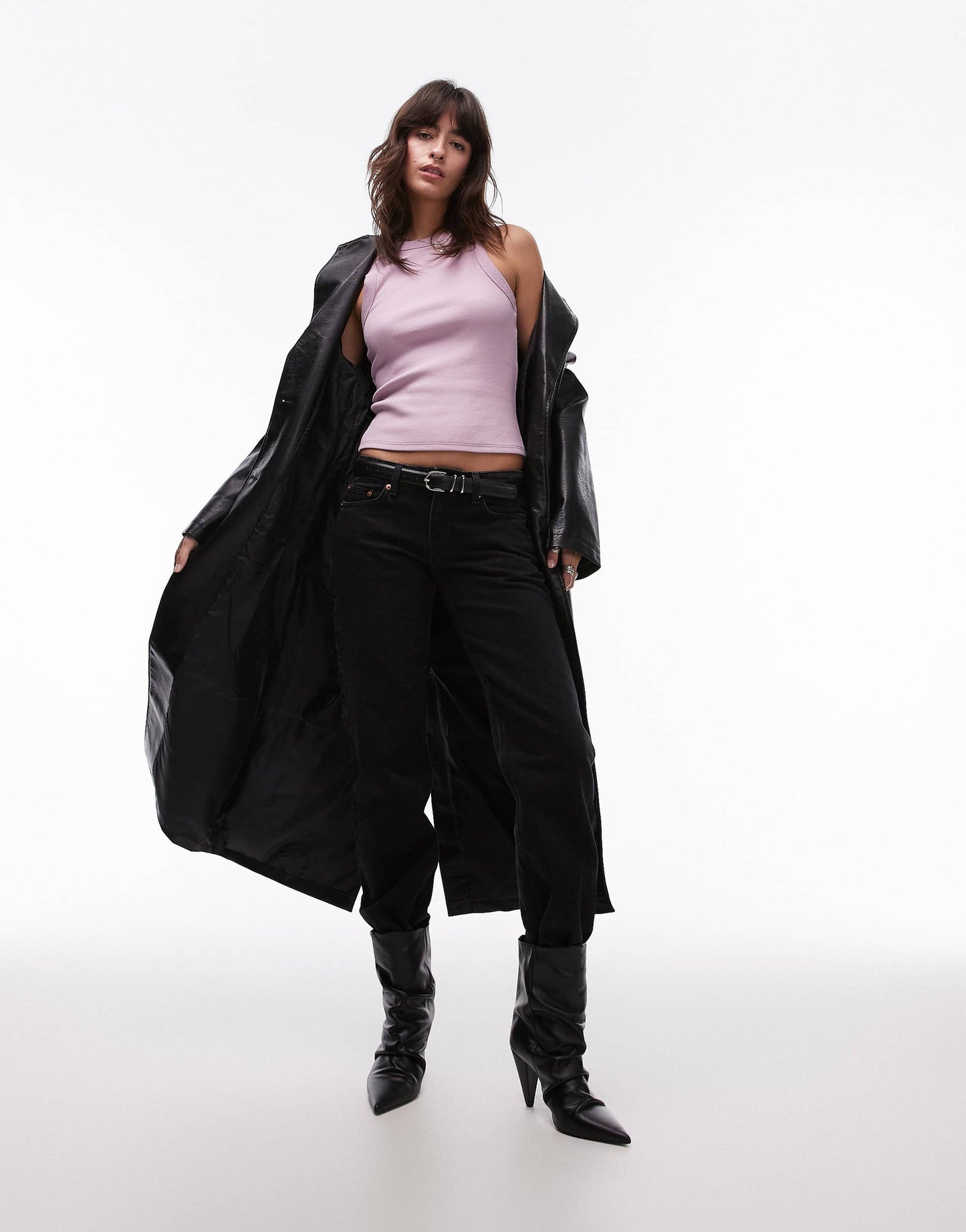 Topshop rib racer vest in pink