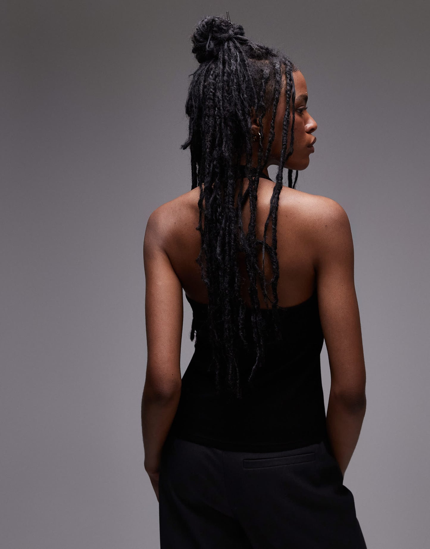 Topshop rib halter top in black