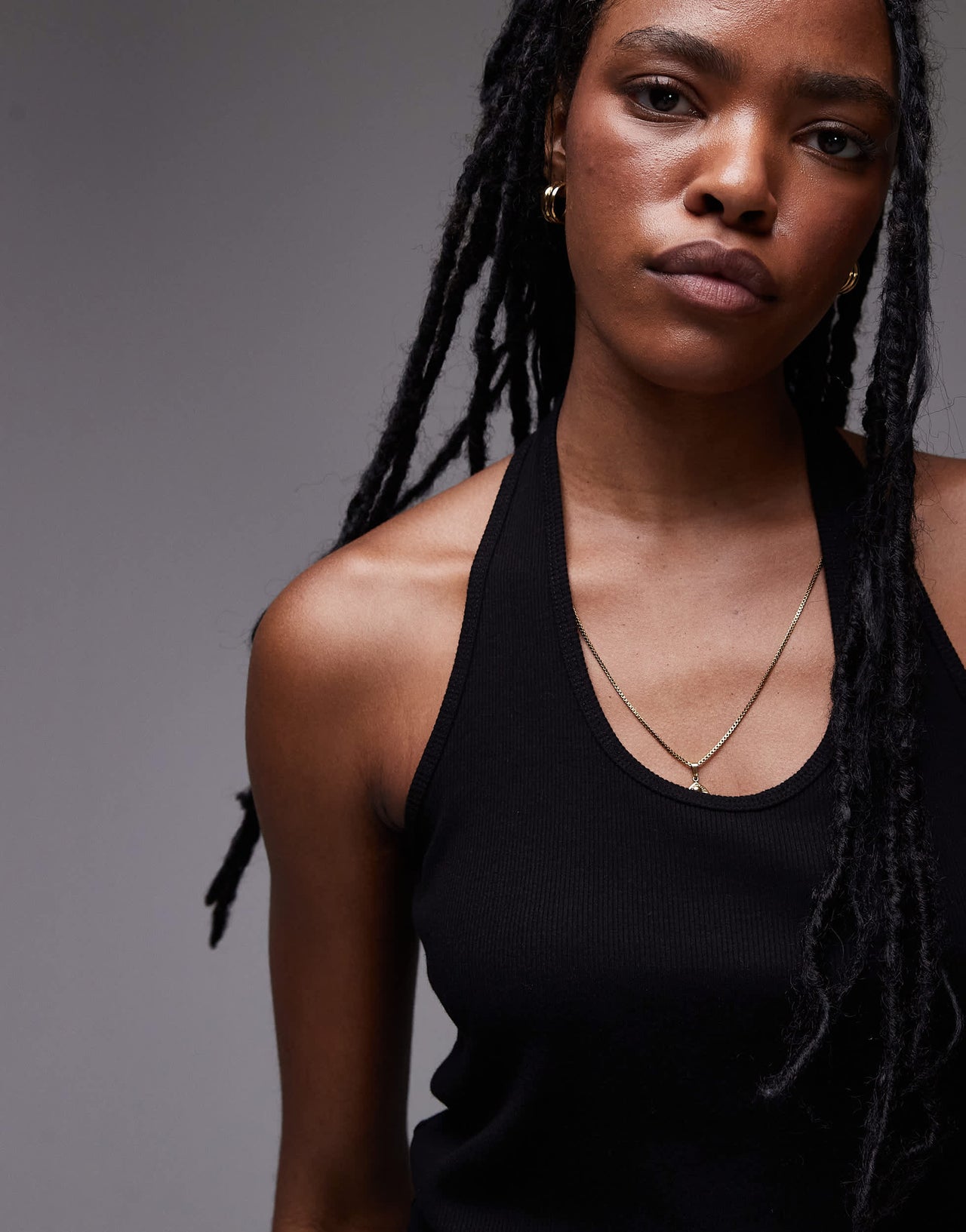 Topshop rib halter top in black