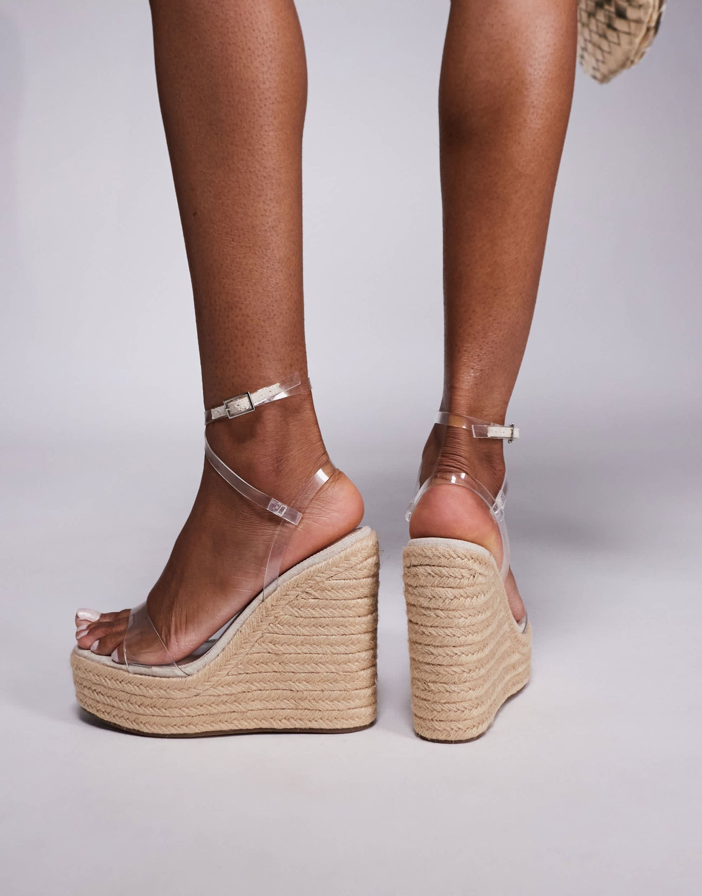 ASOS DESIGN Wide Fit Tamika espadrille wedges in clear