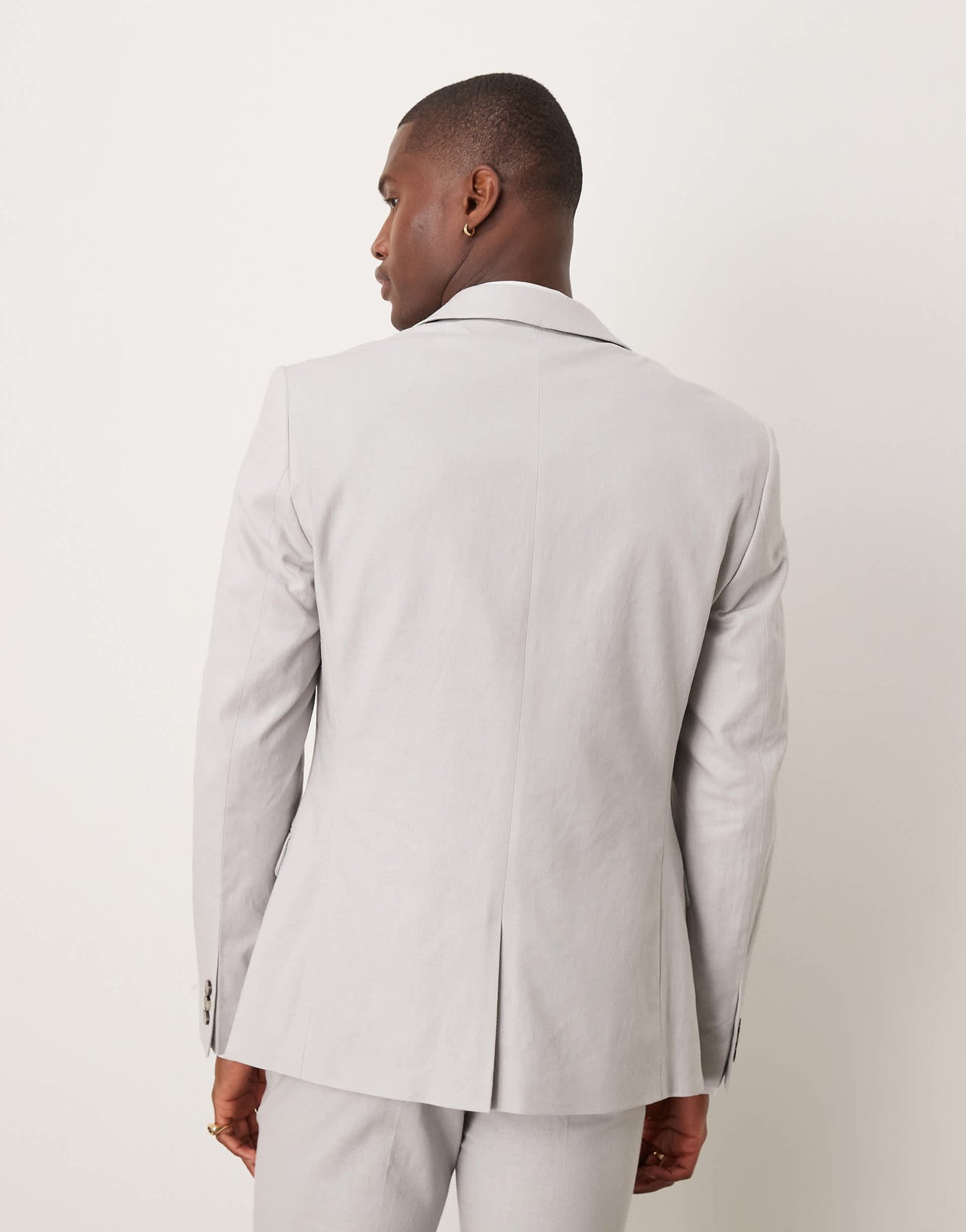 ASOS DESIGN linen blend skinny suit jacket in grey