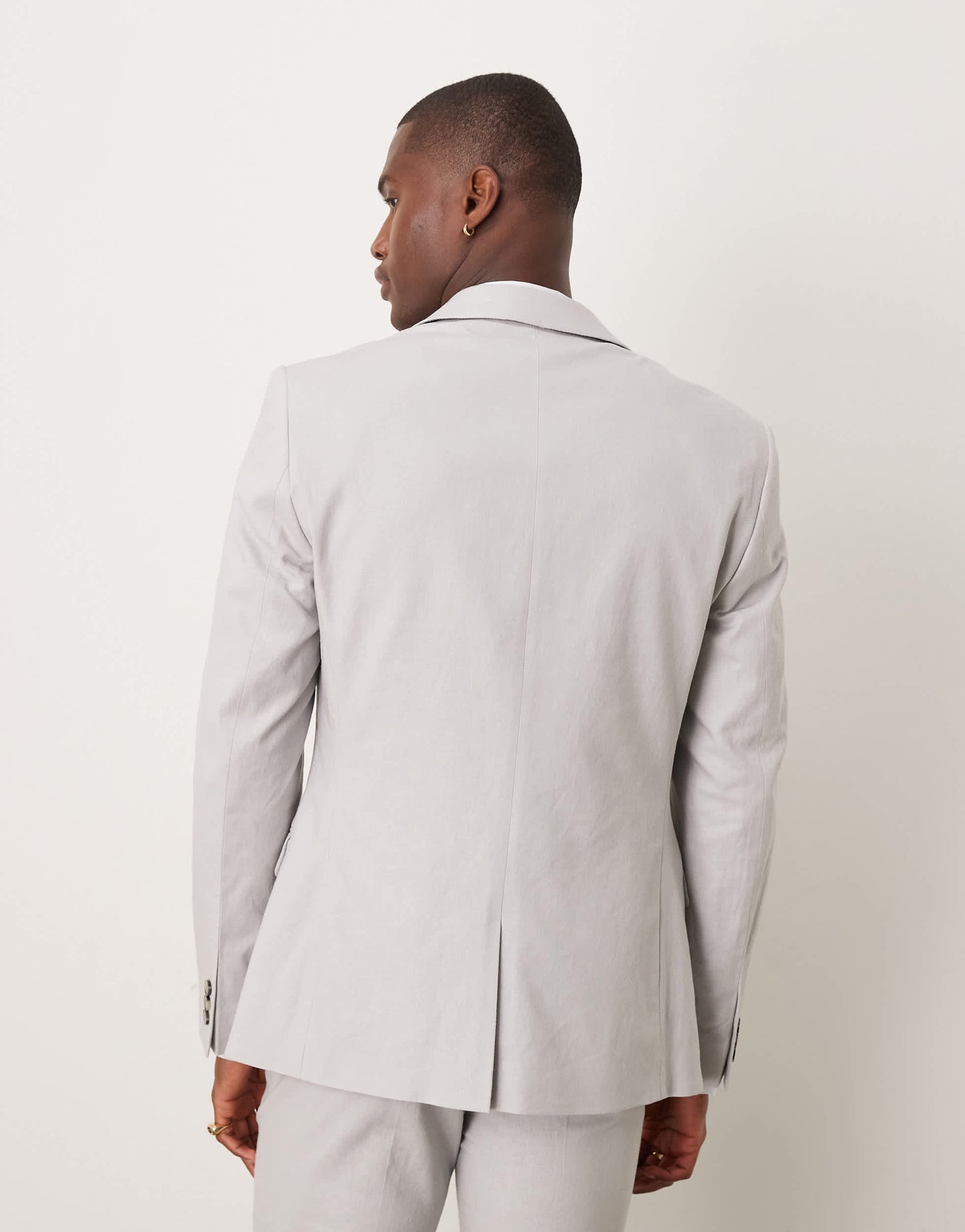 ASOS DESIGN linen blend skinny suit jacket in grey