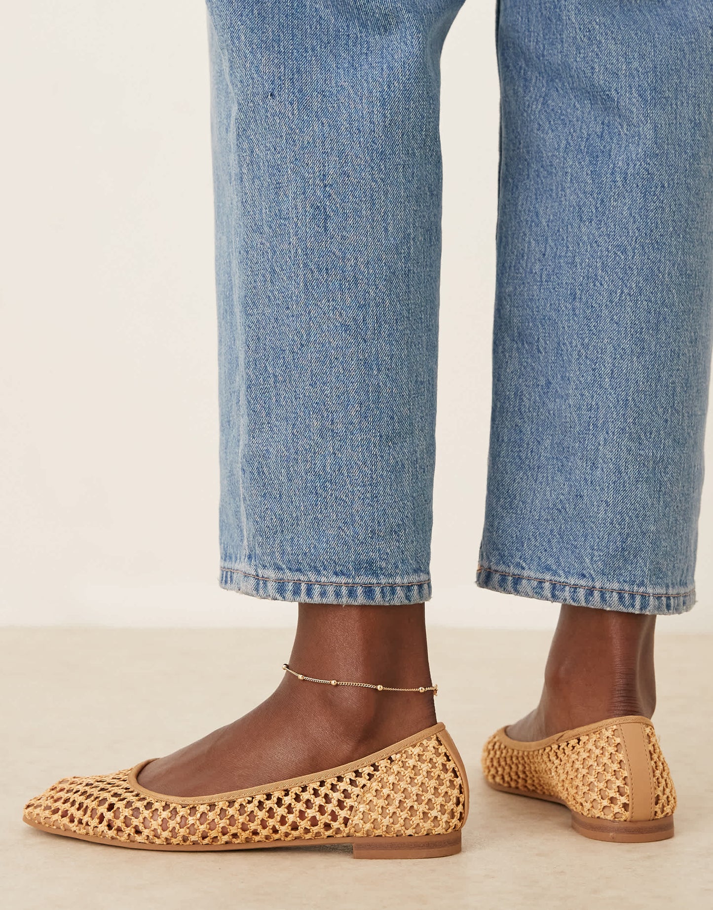 ASOS DESIGN Wide Fit Lagoon ballet in natural weave