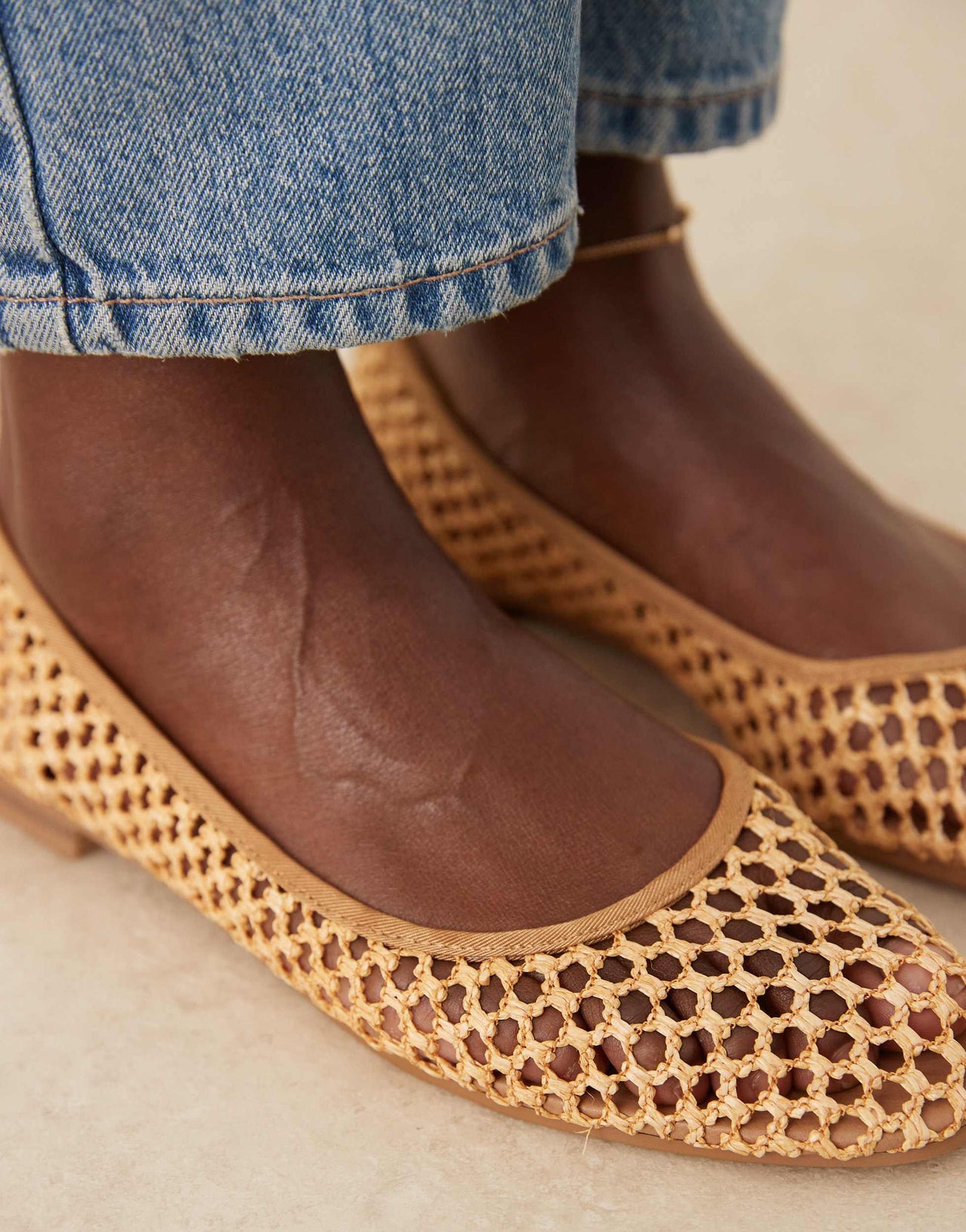 ASOS DESIGN Wide Fit Lagoon ballet in natural weave