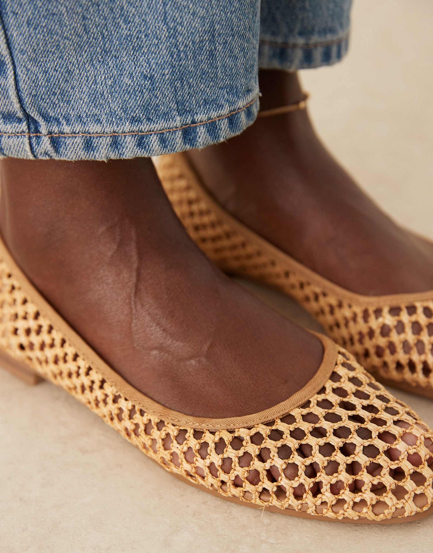 ASOS DESIGN Wide Fit Lagoon ballet in natural weave