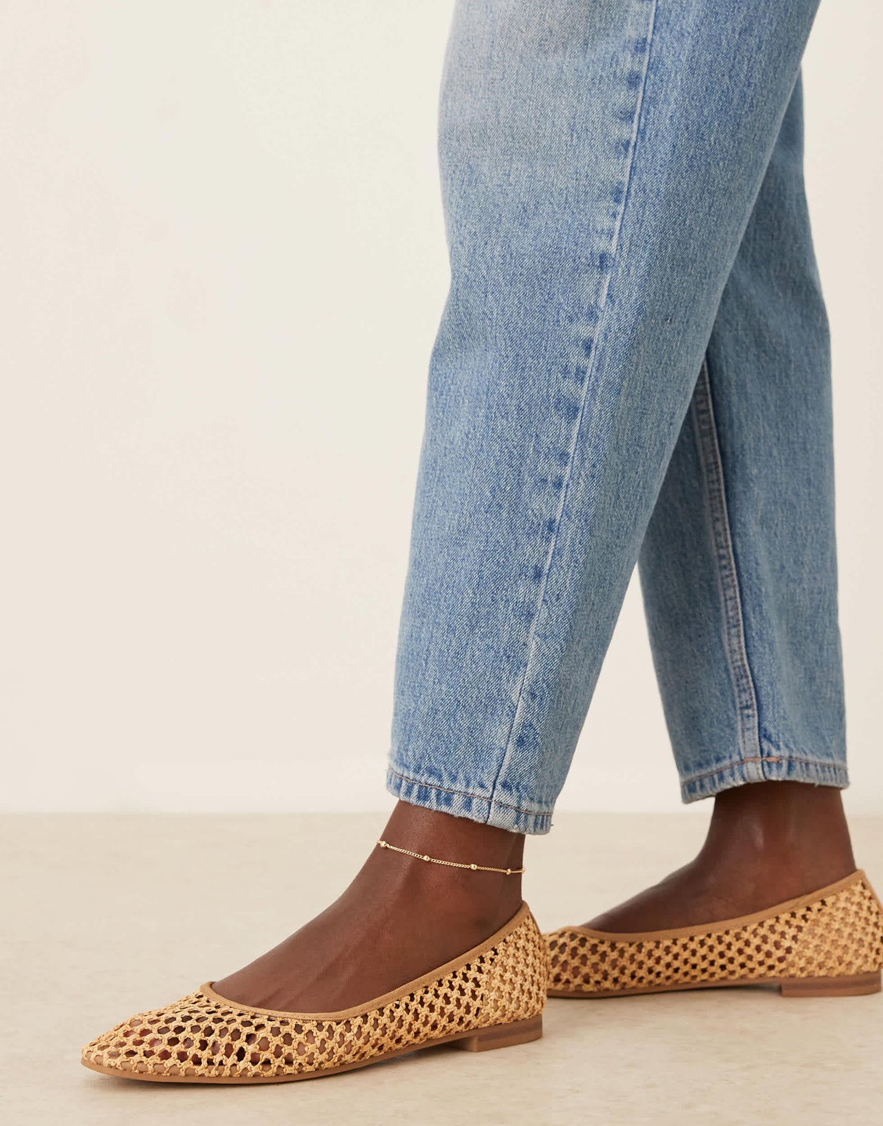 ASOS DESIGN Wide Fit Lagoon ballet in natural weave