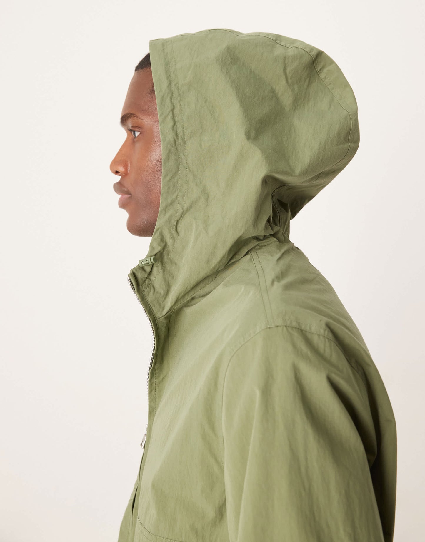 ASOS DESIGN windbreaker jacket with hood in khaki