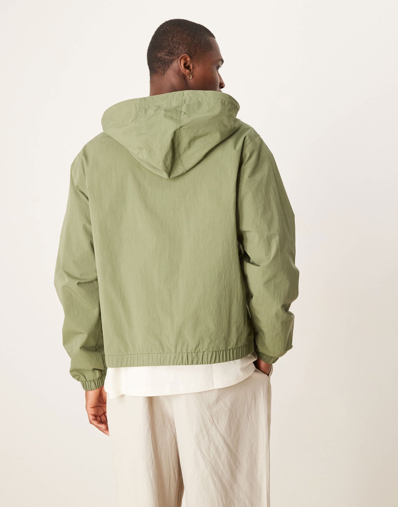 ASOS DESIGN windbreaker jacket with hood in khaki