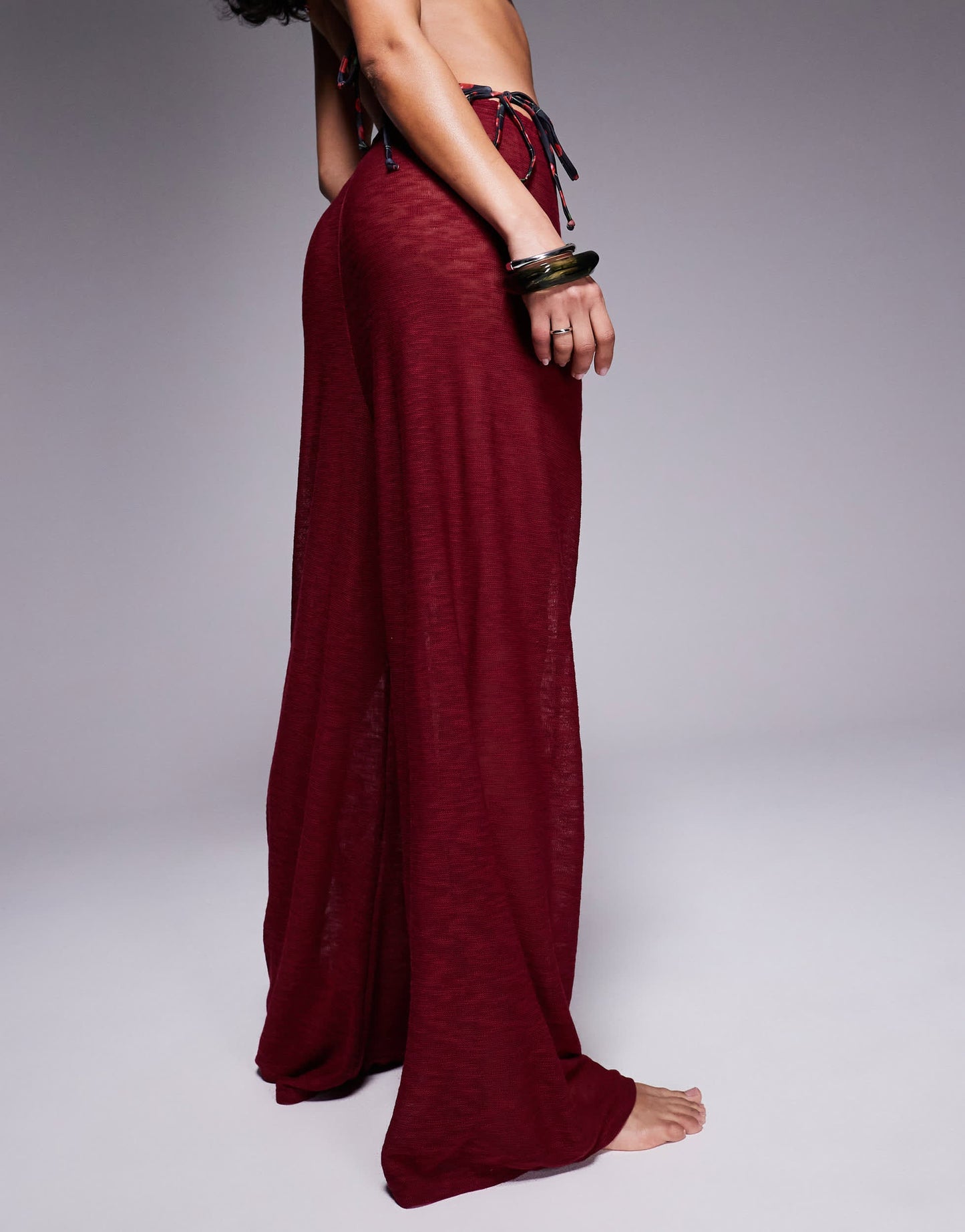 South Beach knit beach trouser in burgundy