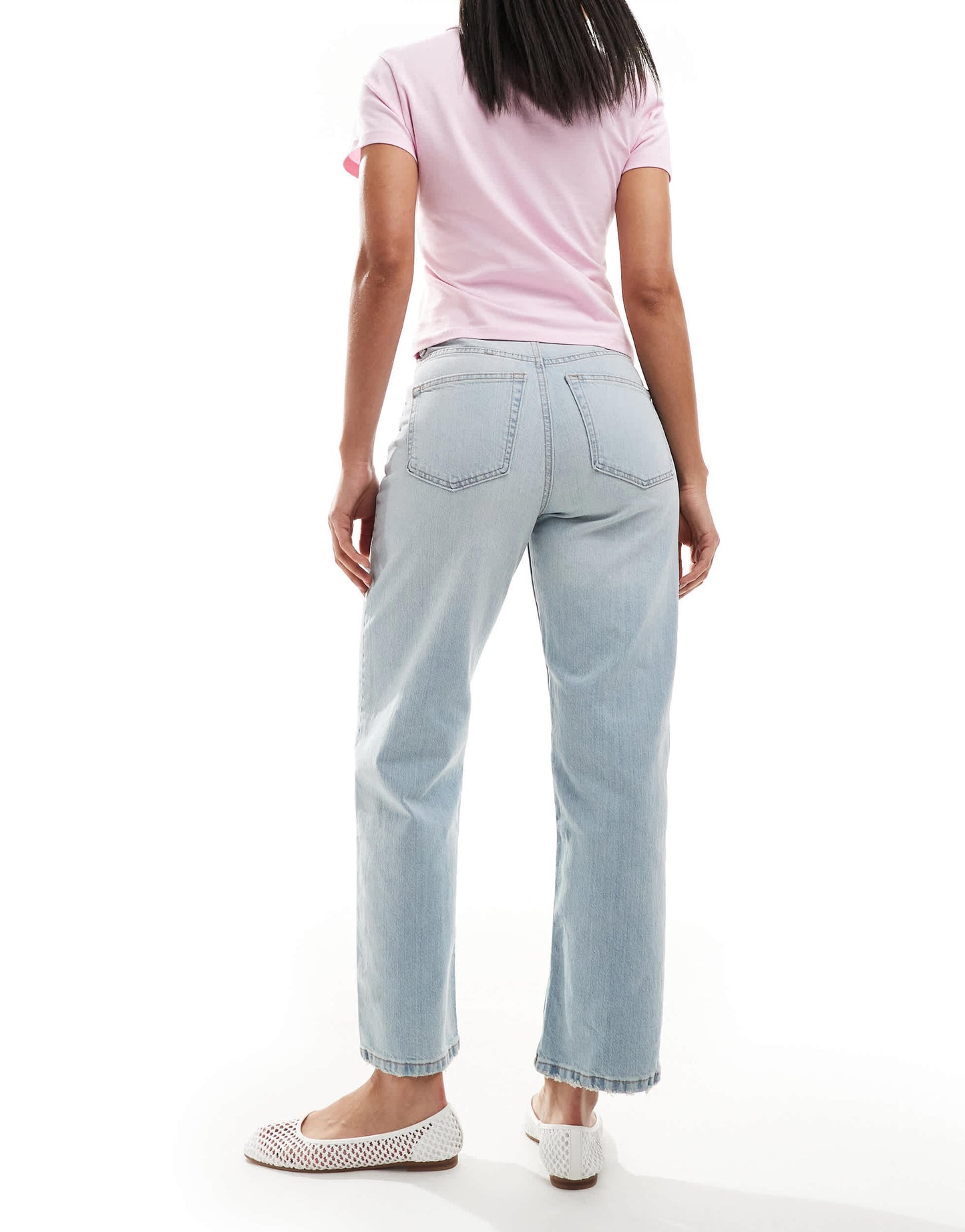 ASOS DESIGN ankle grazer straight leg jeans in light wash