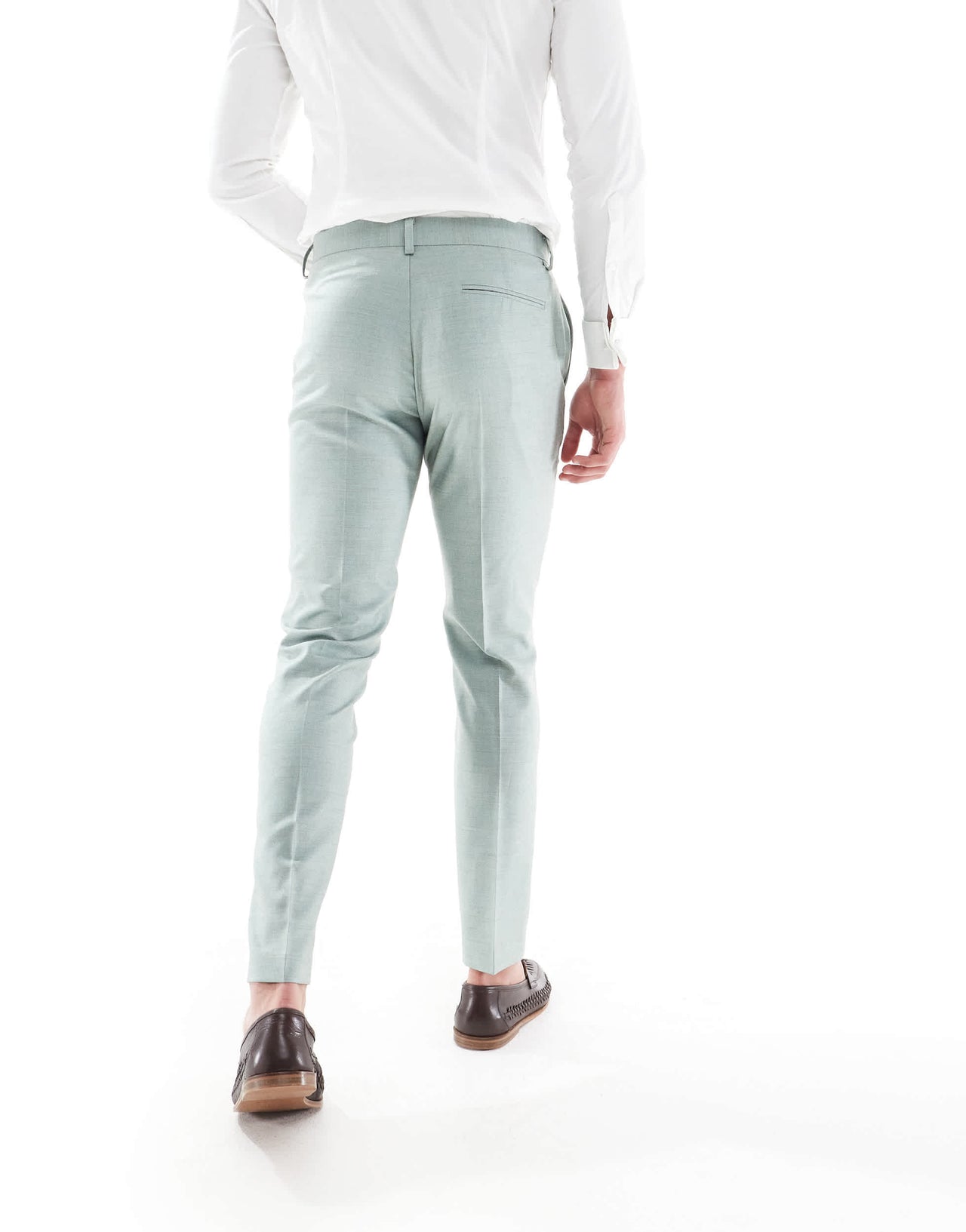 ASOS DESIGN skinny wedding suit trousers in green texture