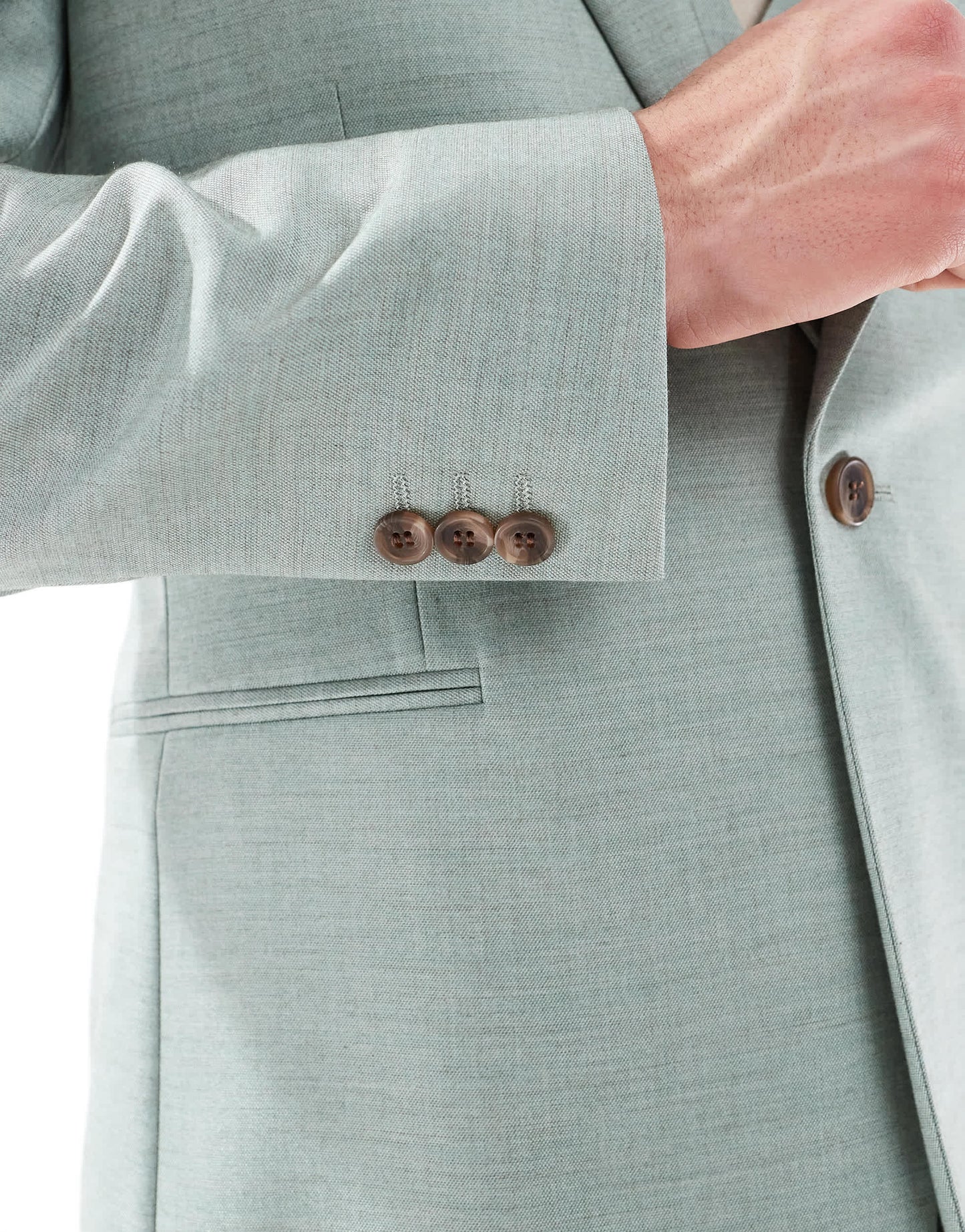 ASOS DESIGN skinny wedding suit jacket in green texture