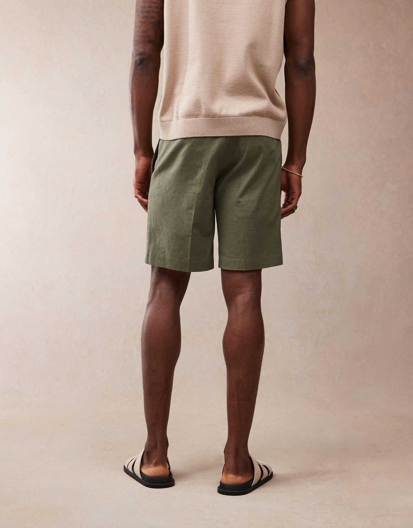 ASOS DESIGN smart straight linen blend shorts in green