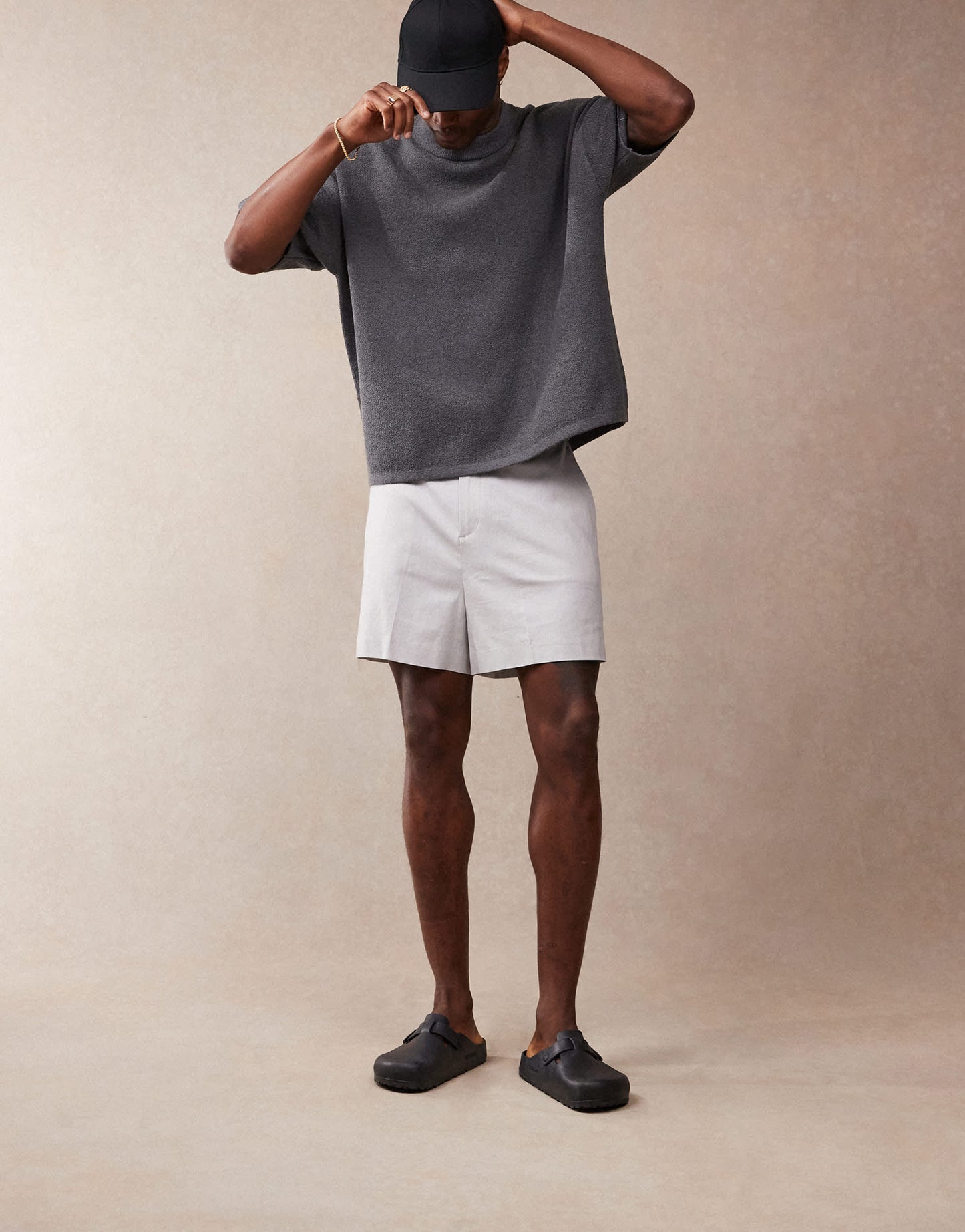 ASOS DESIGN smart bermuda crop linen blend shorts in light grey