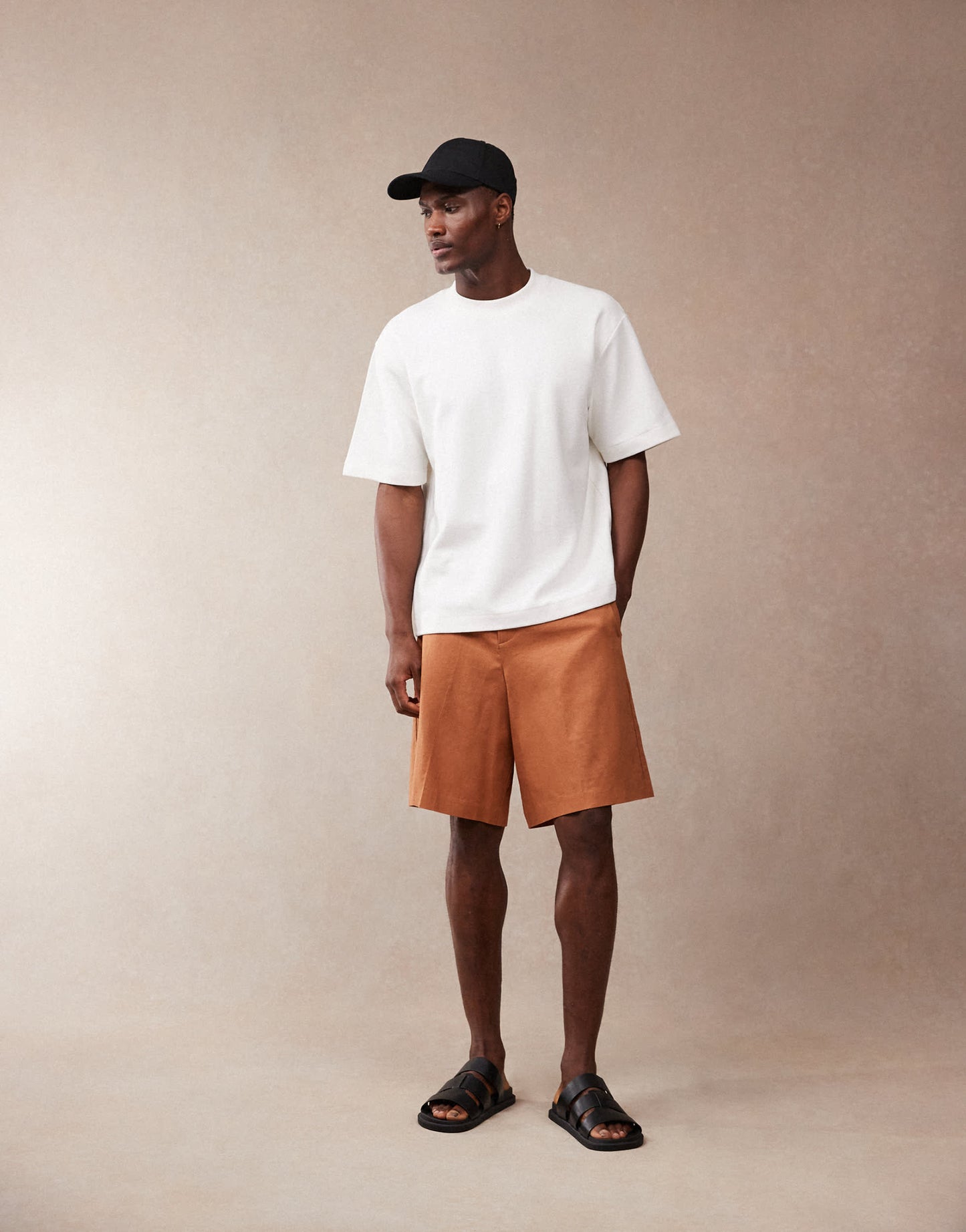 ASOS DESIGN smart linen blend bermuda shorts in rust