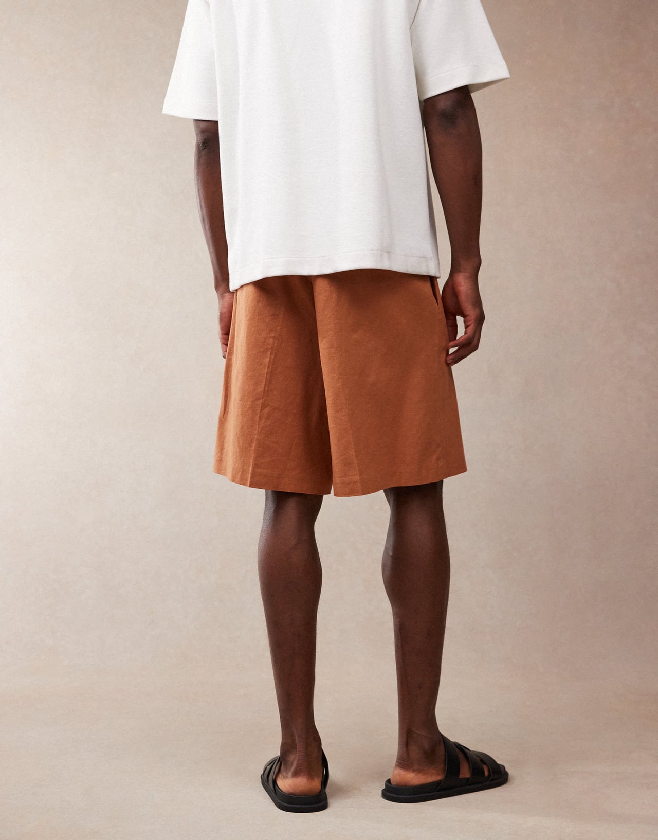ASOS DESIGN smart linen blend bermuda shorts in rust