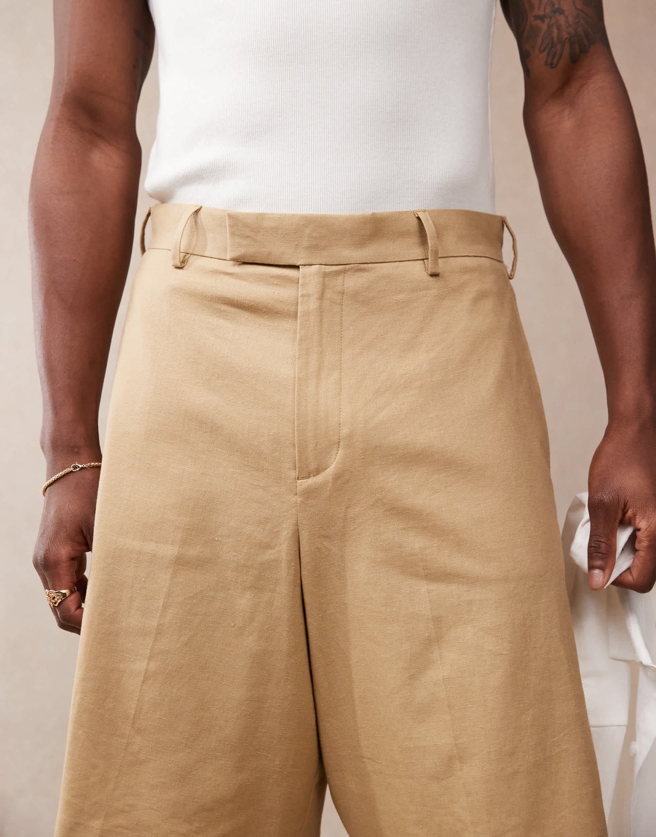 ASOS DESIGN smart linen blend bermuda shorts in tan