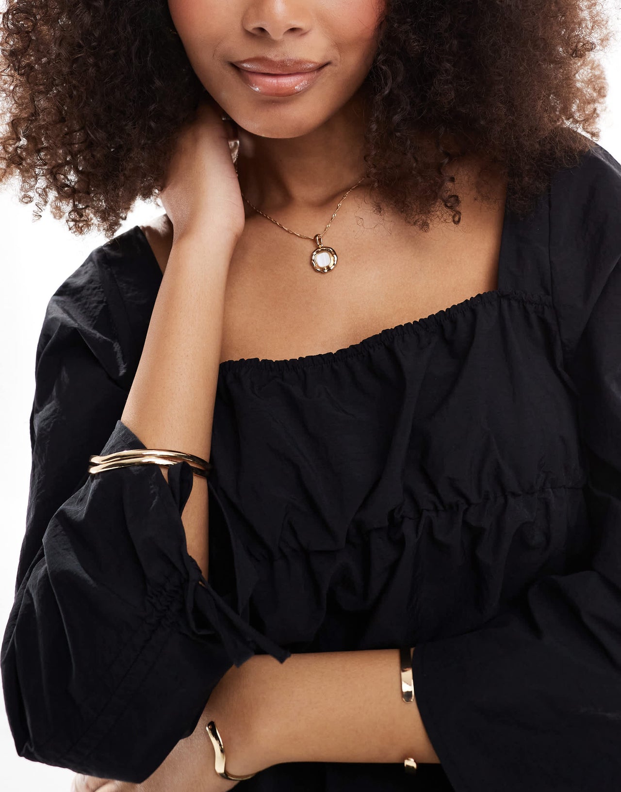 ASOS DESIGN ruched sleeve mini dress in black