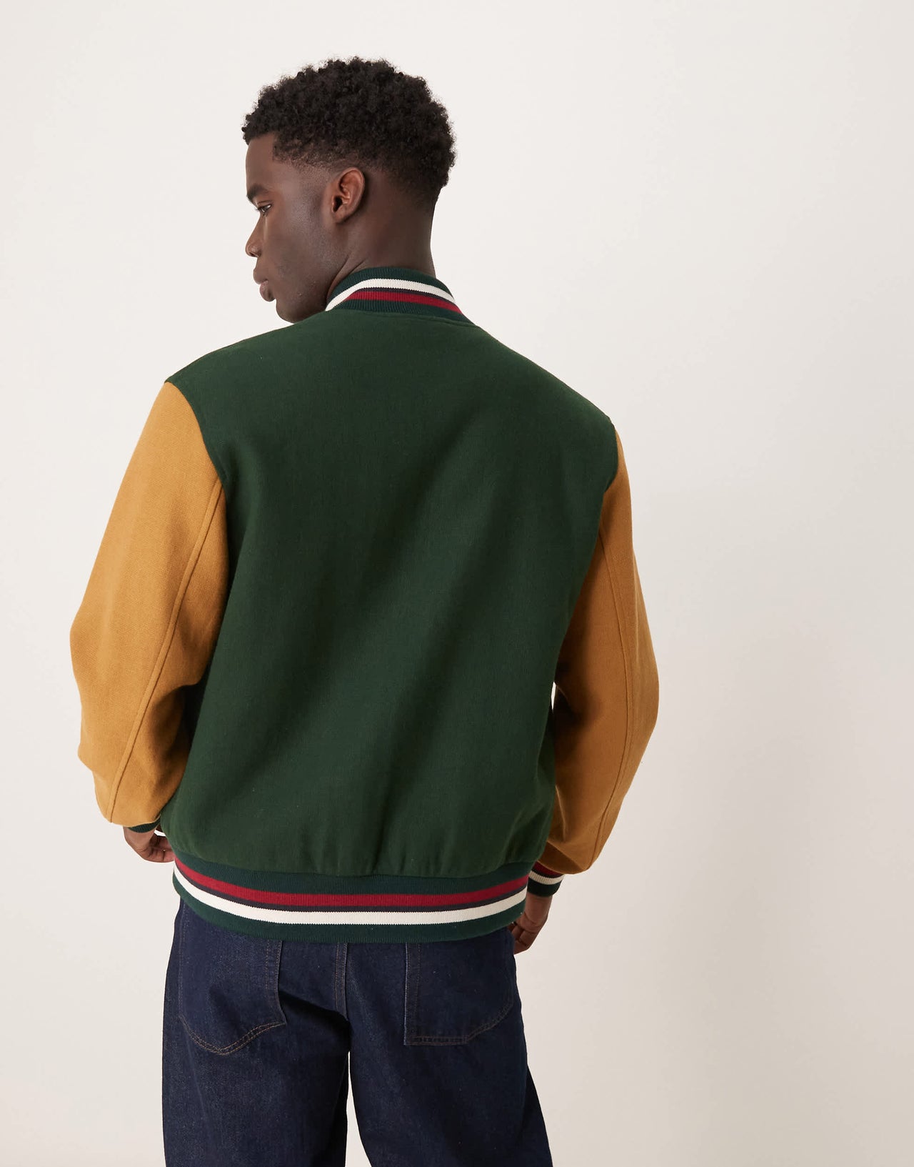GANT wool blend varsity logo jacket in green