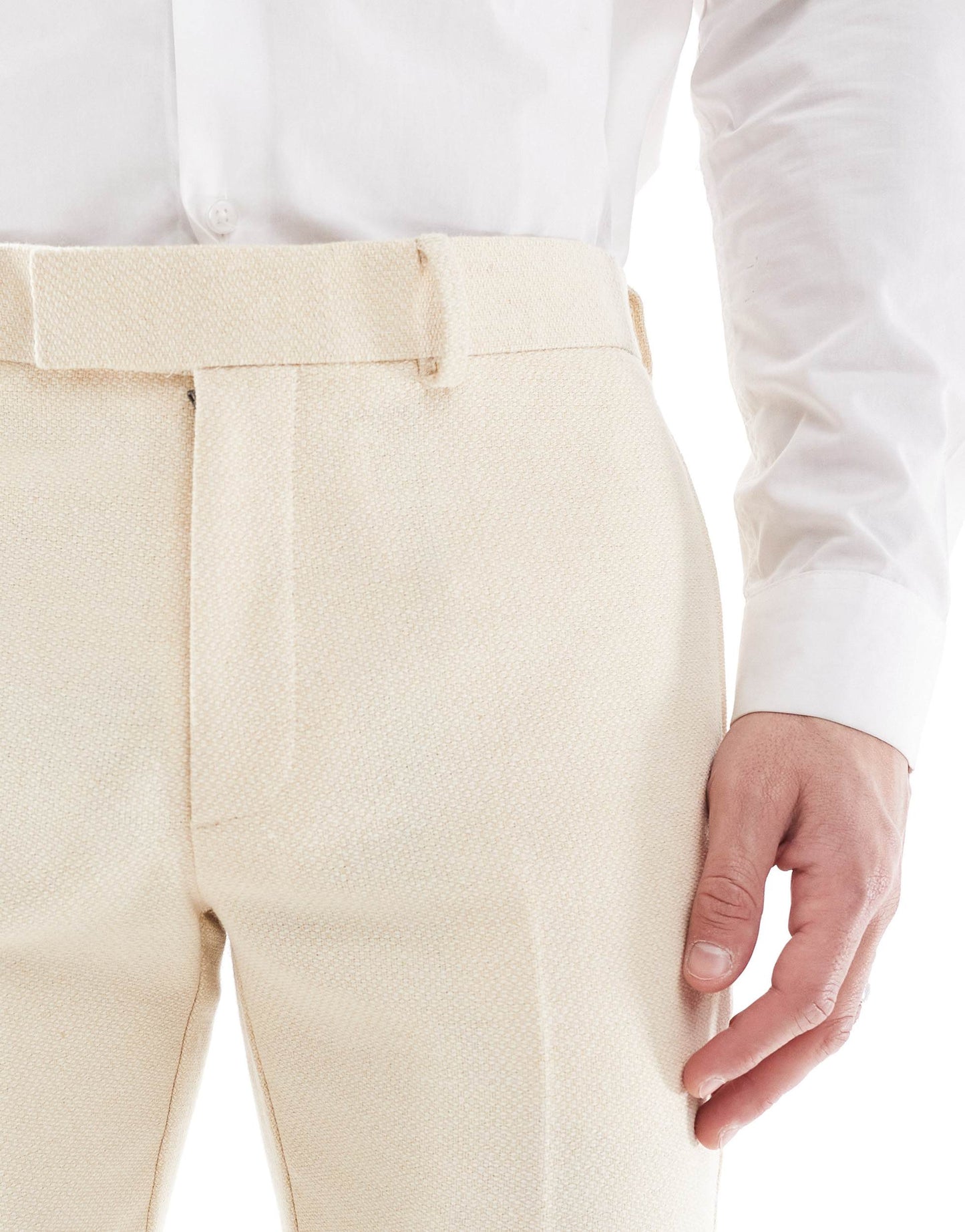 ASOS DESIGN wool blend skinny suit trousers in stone weave