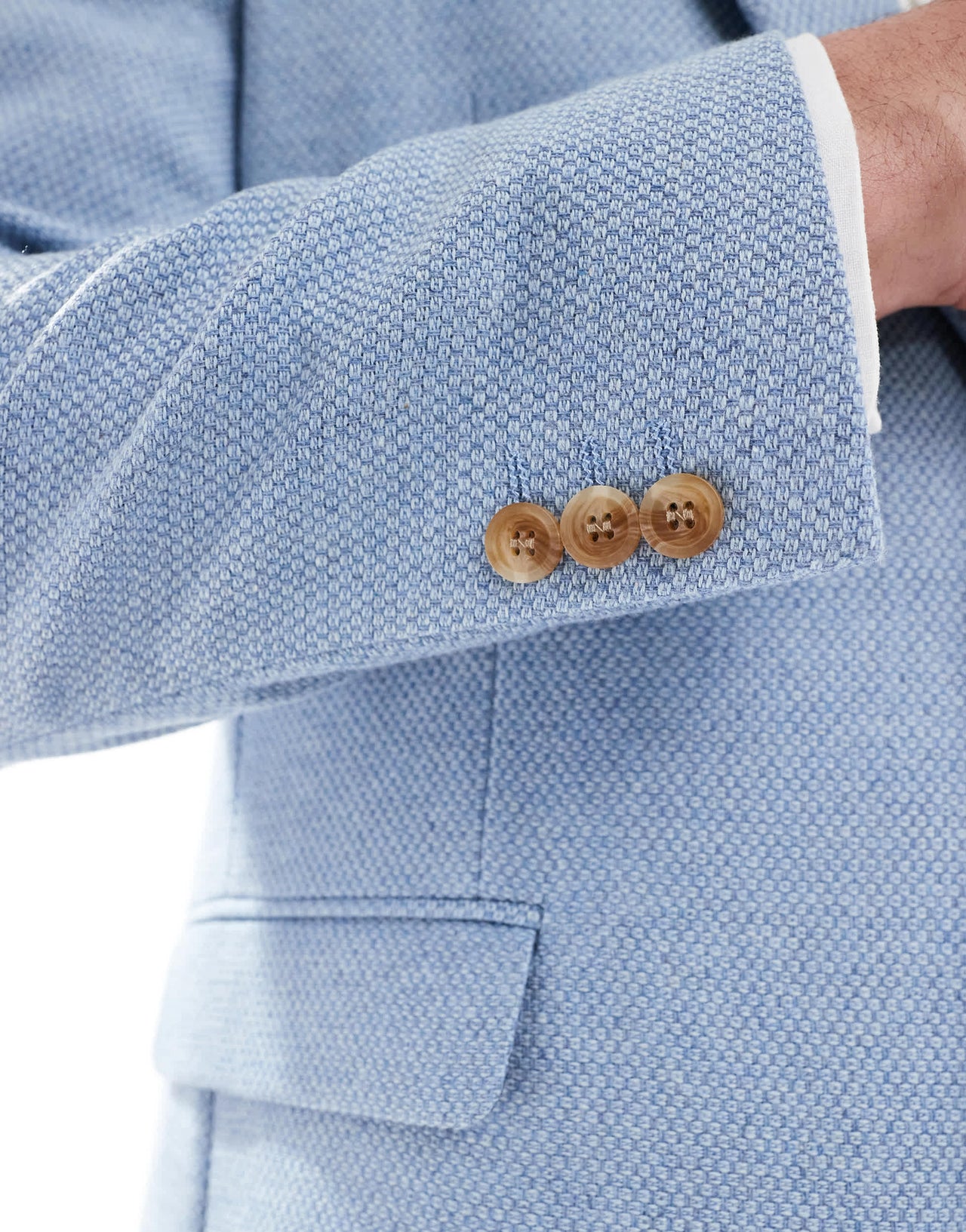 ASOS DESIGN wool blend slim suit jacket in blue weave