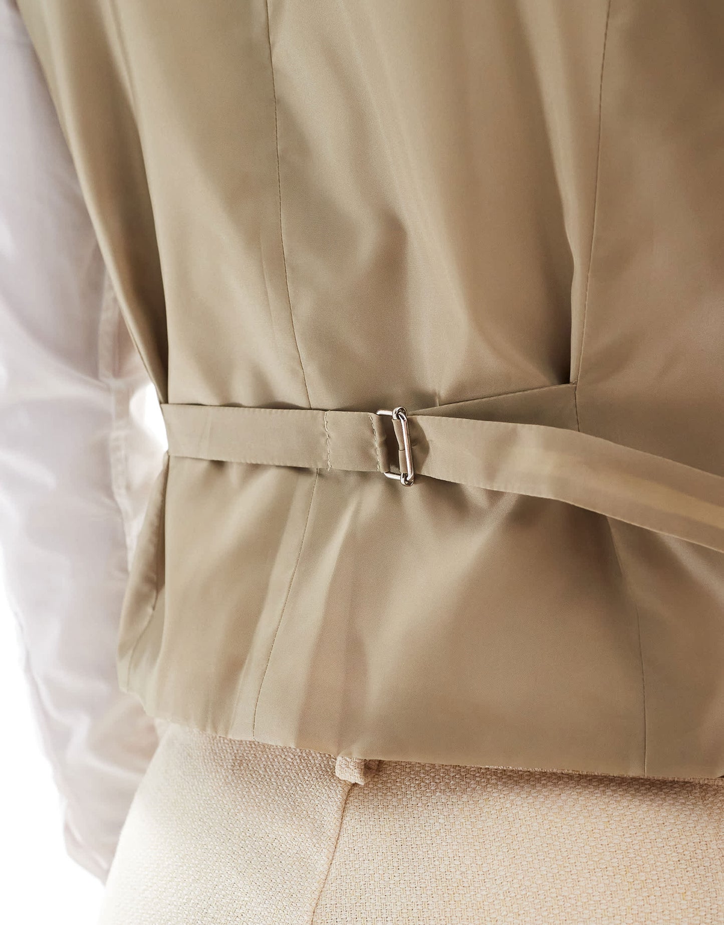 ASOS DESIGN skinny suit waistcoat wool mix in stone weave