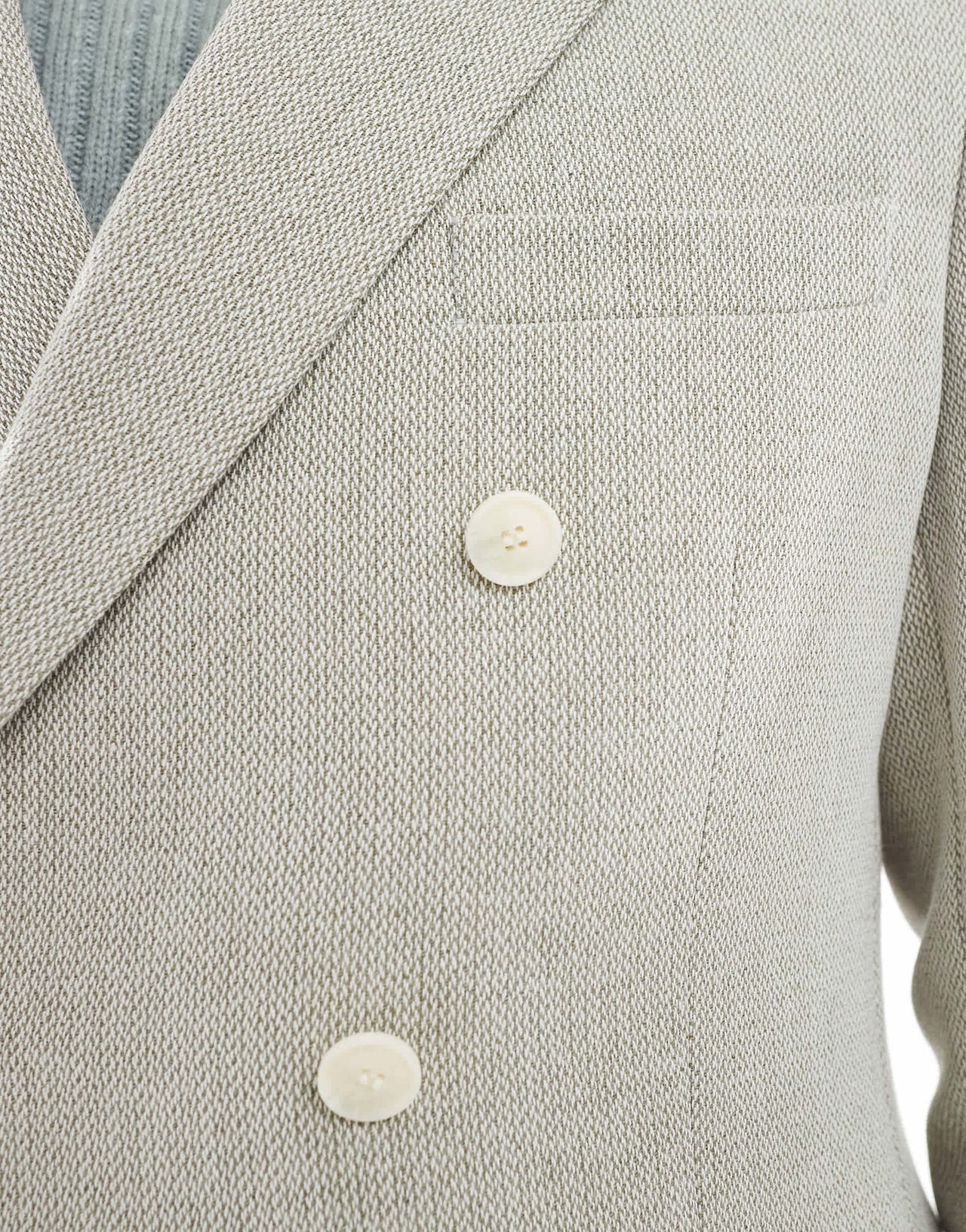 ASOS DESIGN double breasted wool blend regular suit jacket in sage green weave