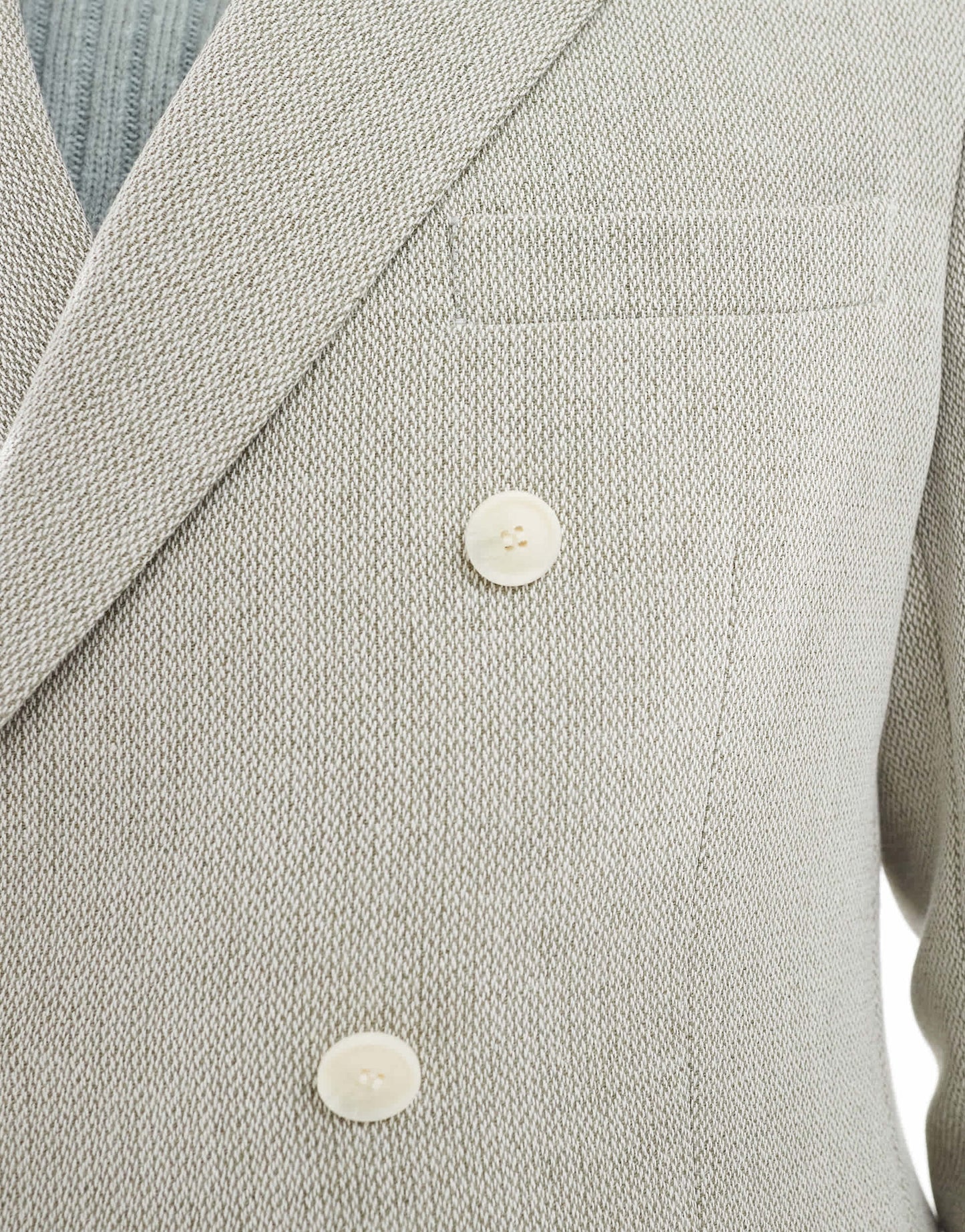 ASOS DESIGN double breasted wool blend regular suit jacket in sage green weave