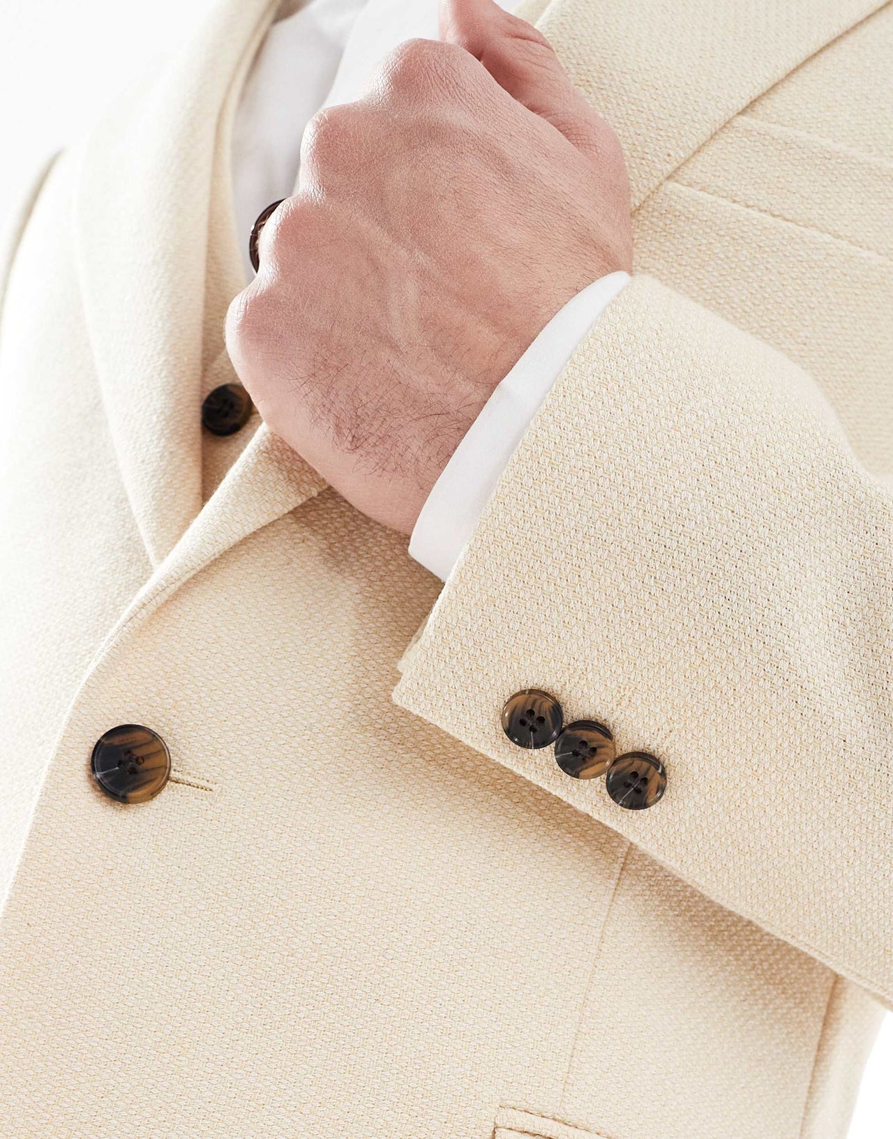 ASOS DESIGN wool blend skinny suit jacket in stone weave