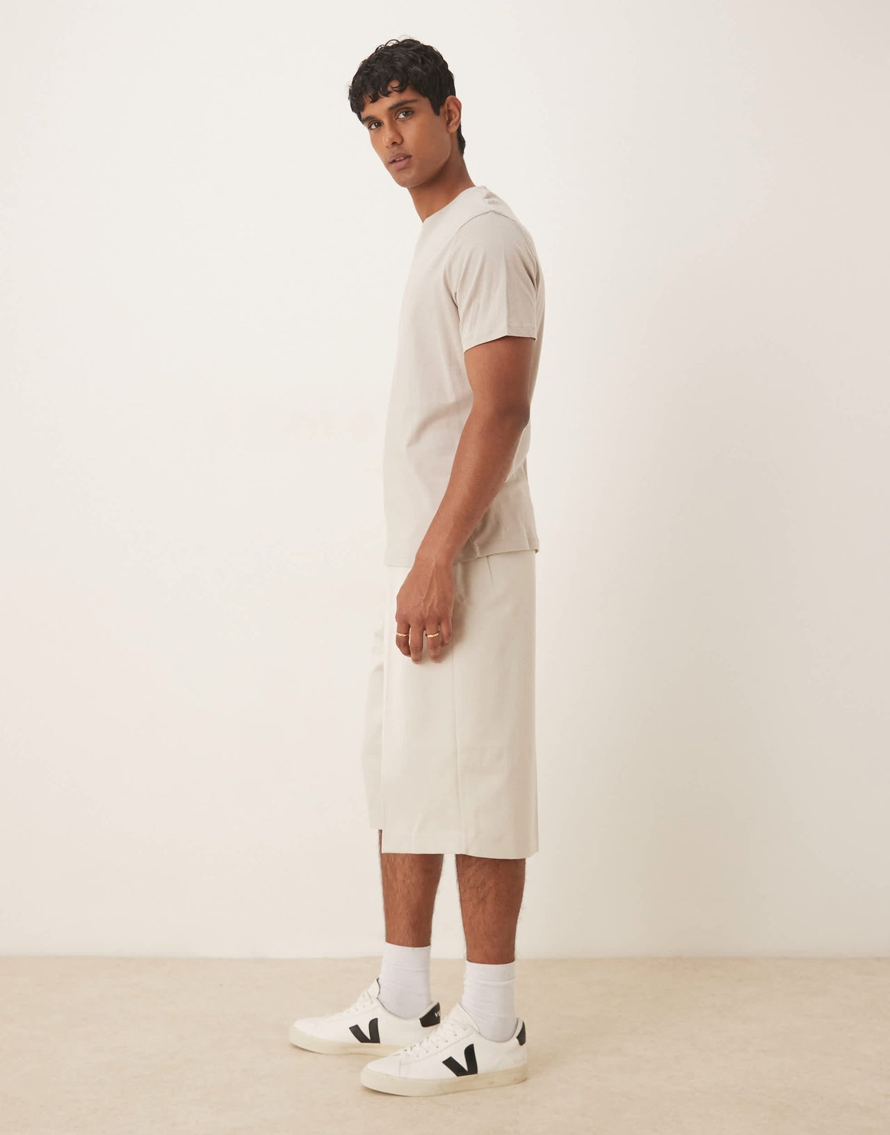 ASOS DESIGN smart co-ord oversized bermuda shorts in stone with elasticated waist
