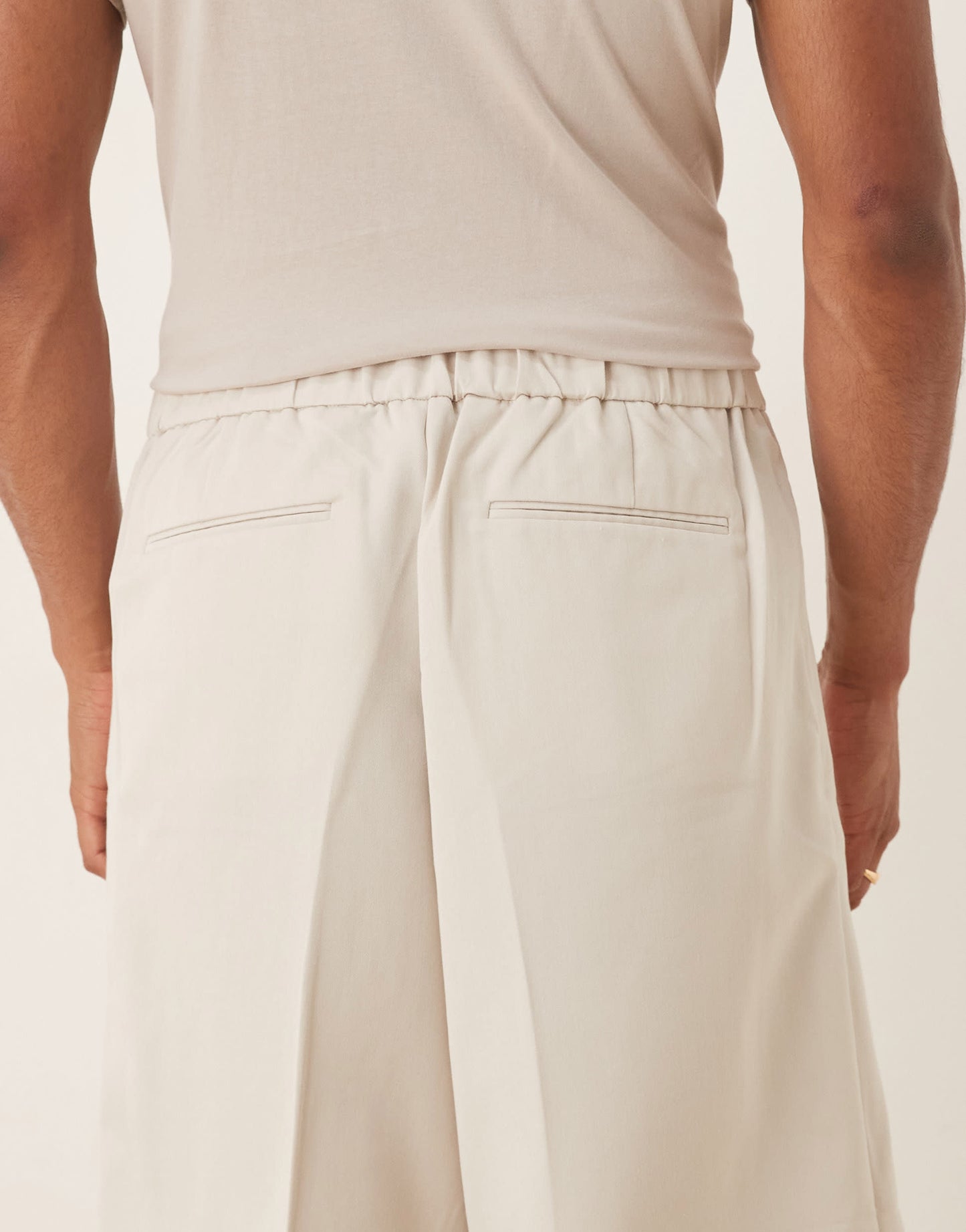 ASOS DESIGN smart co-ord oversized bermuda shorts in stone with elasticated waist