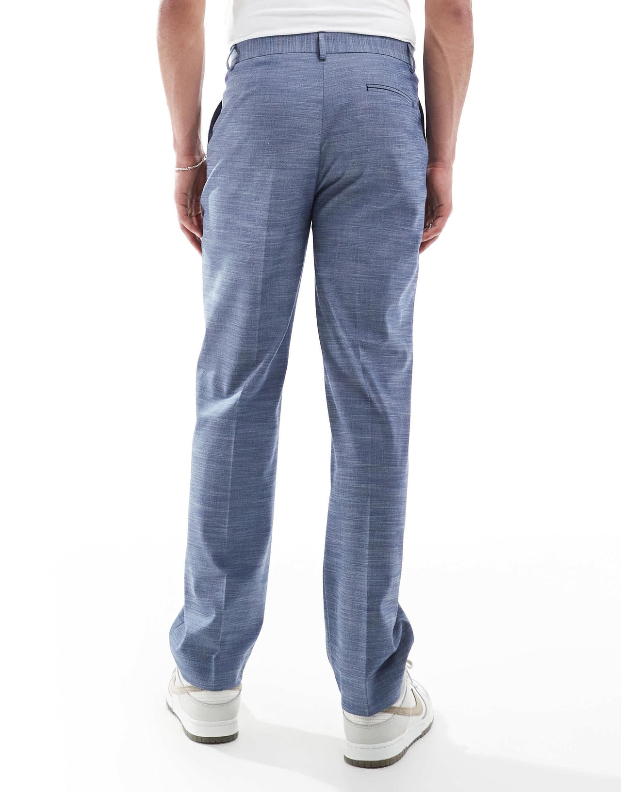 ASOS DESIGN linen look straight leg suit trousers in blue