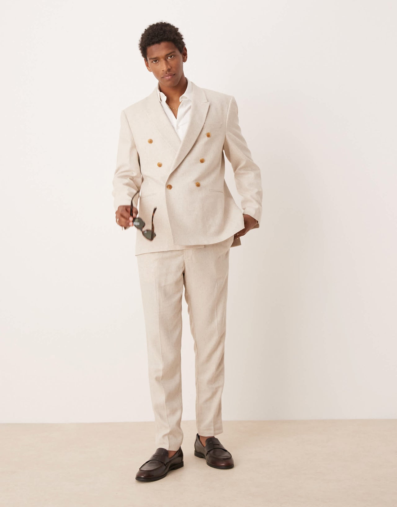 ASOS DESIGN tapered linen blend suit trousers
