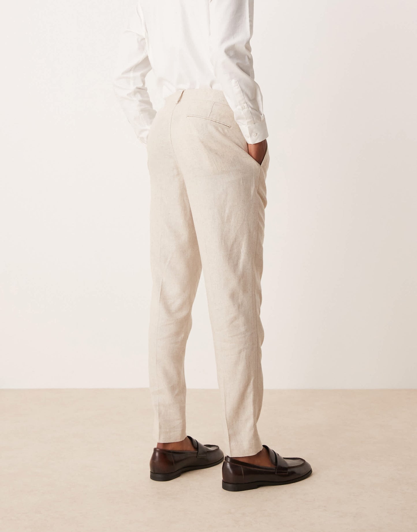 ASOS DESIGN tapered linen blend suit trousers