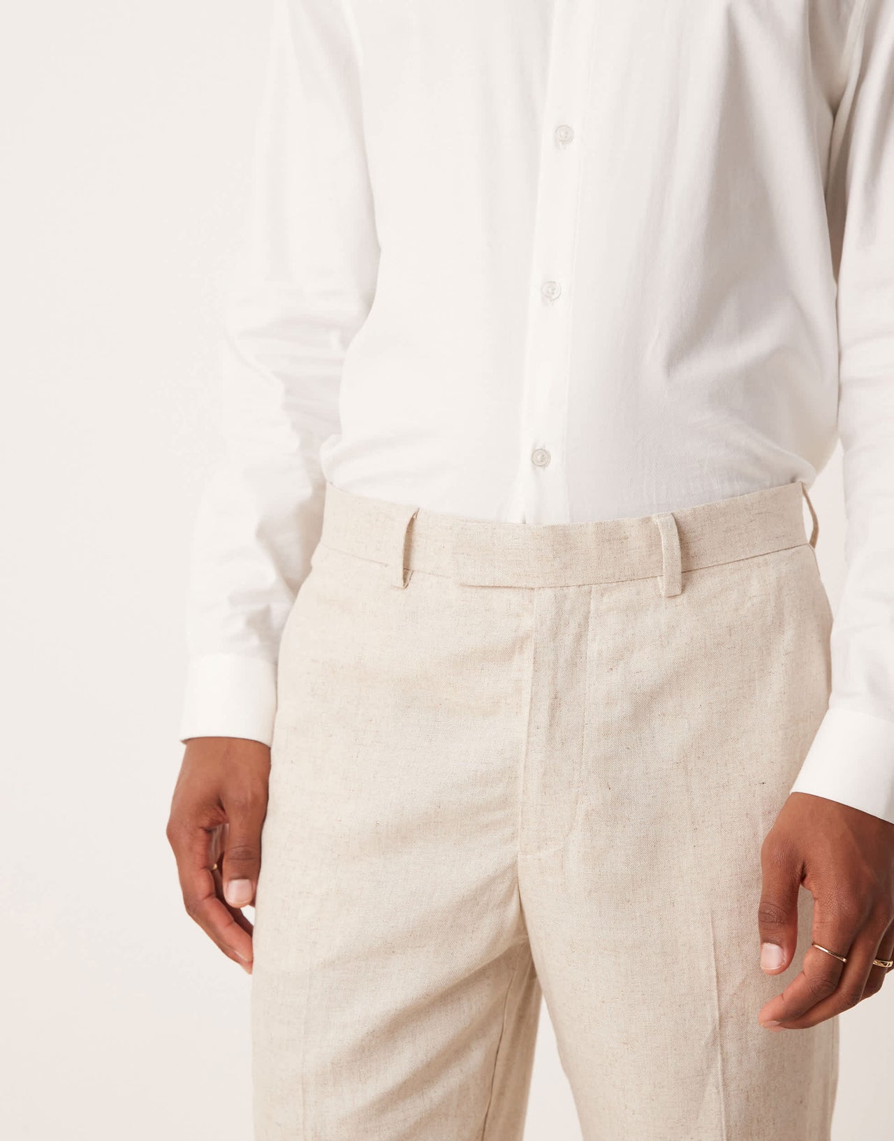 ASOS DESIGN tapered linen blend suit trousers