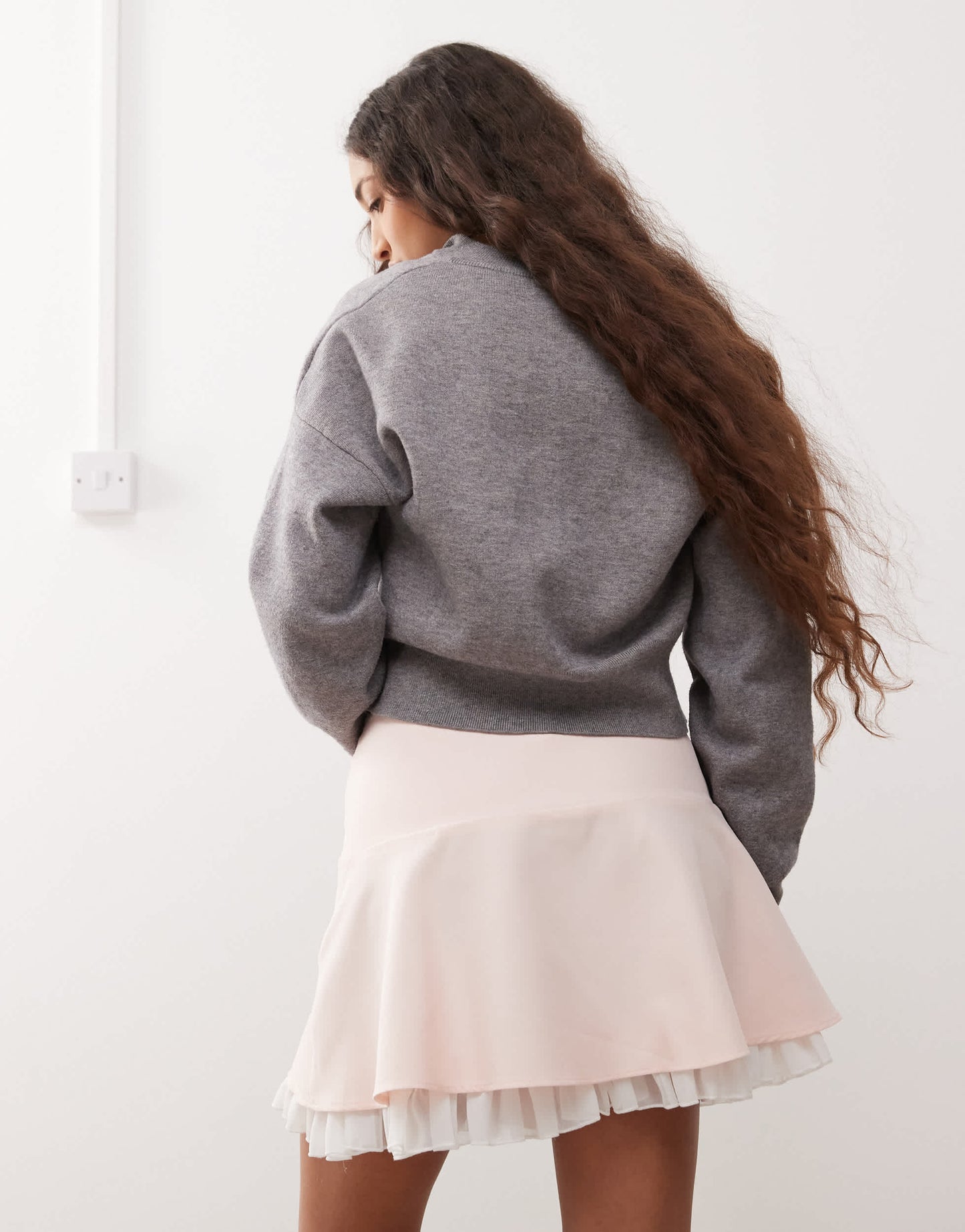Miss Selfridge flippy mini skirt with bows in pink