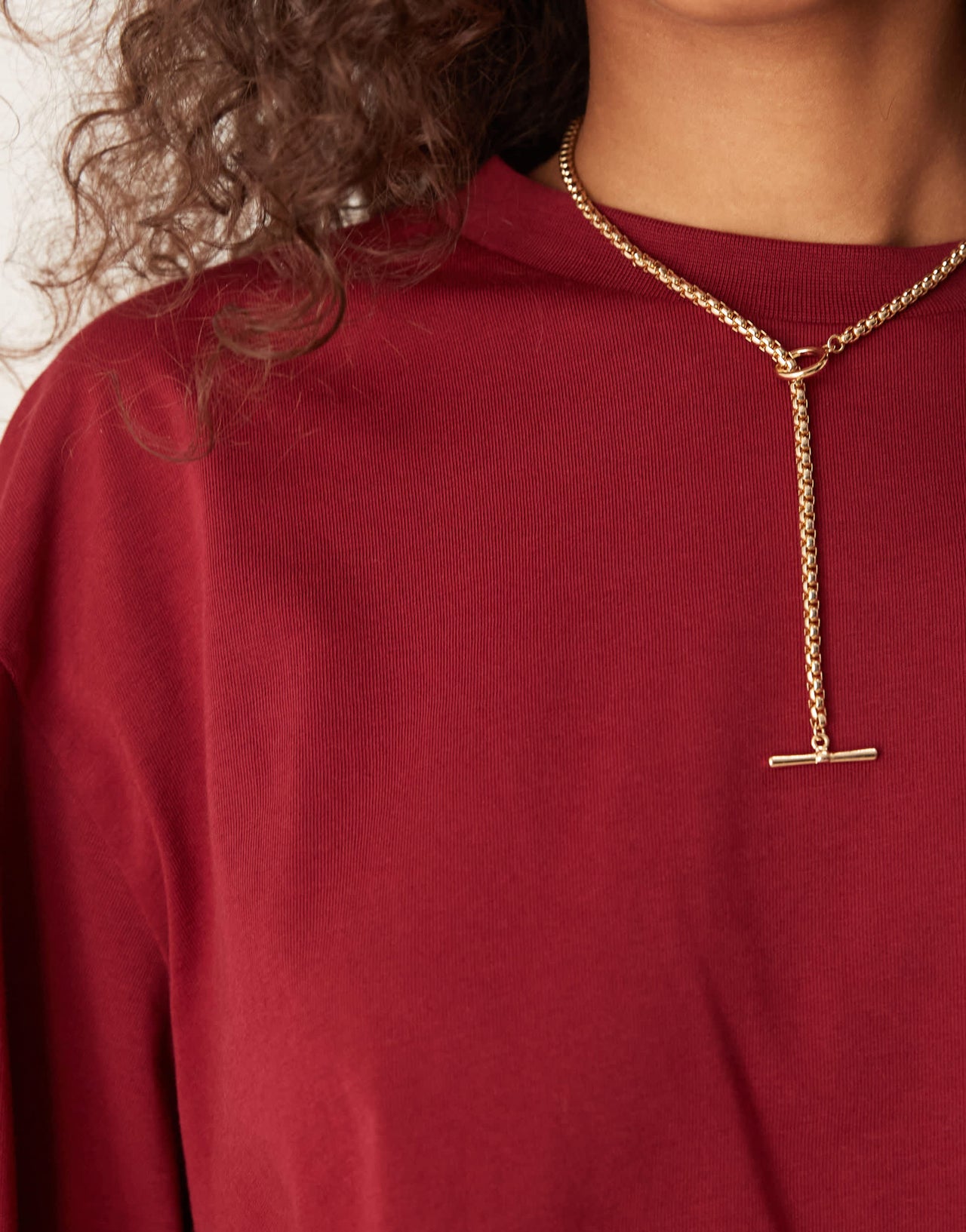 ASOS DESIGN boxy long sleeve tee in burgundy
