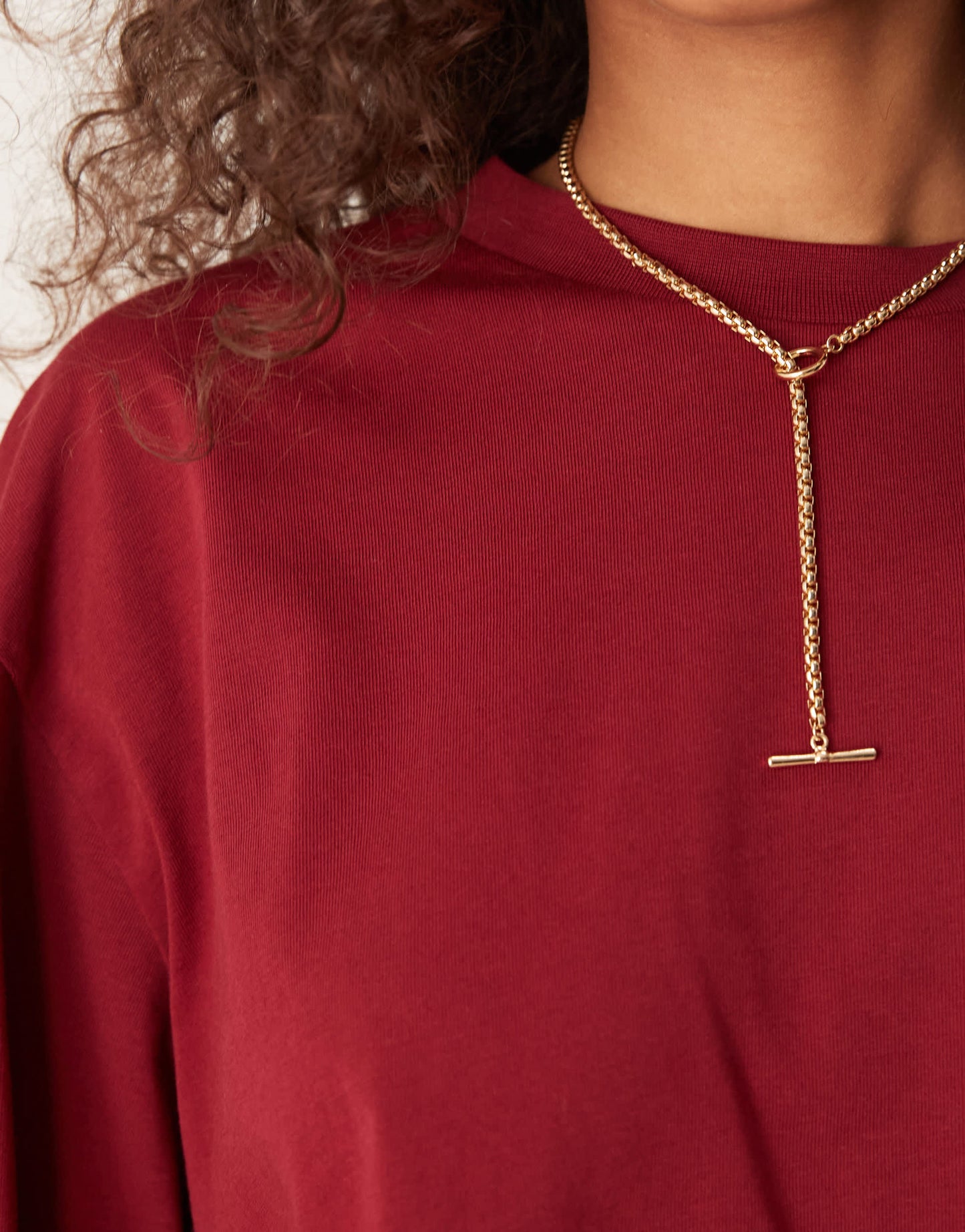 ASOS DESIGN boxy long sleeve tee in burgundy
