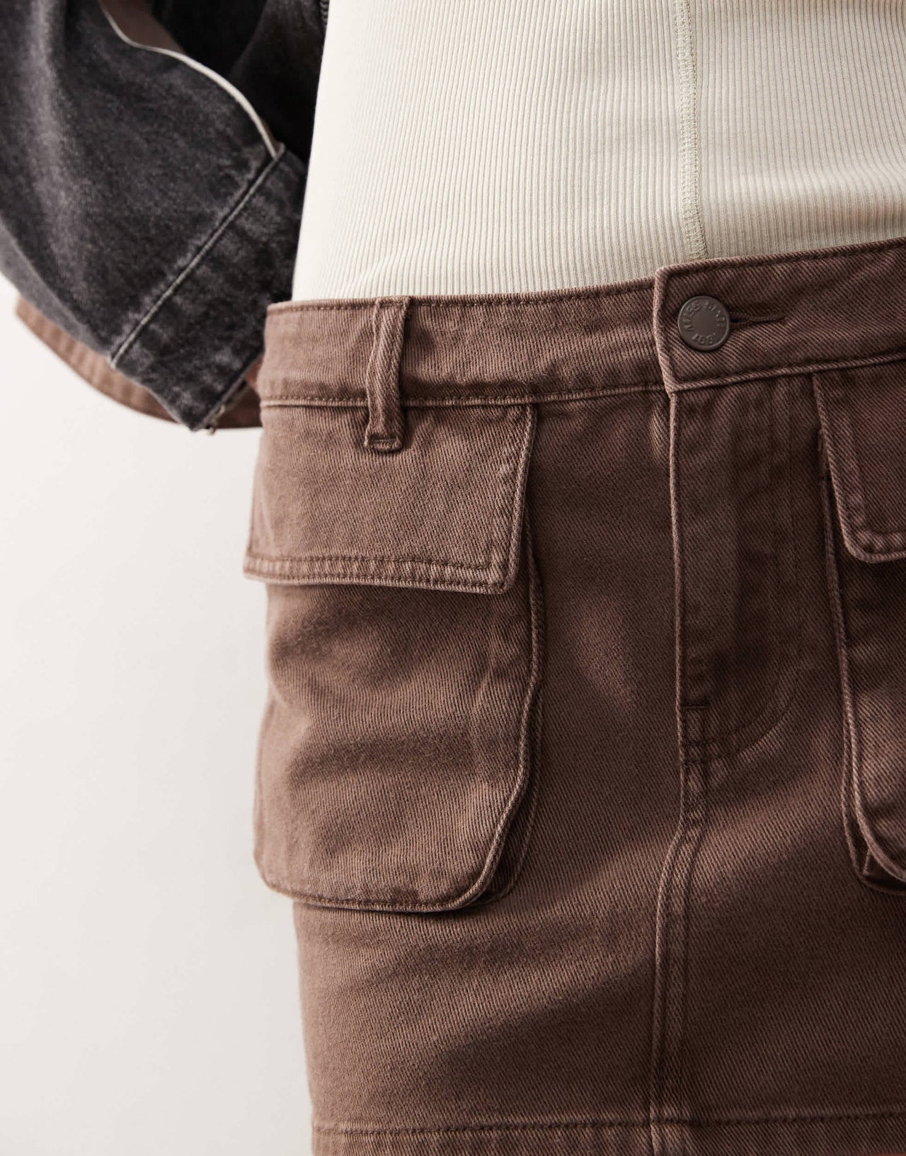 Miss Sixty co-ord mini cargo skirt in brown denim