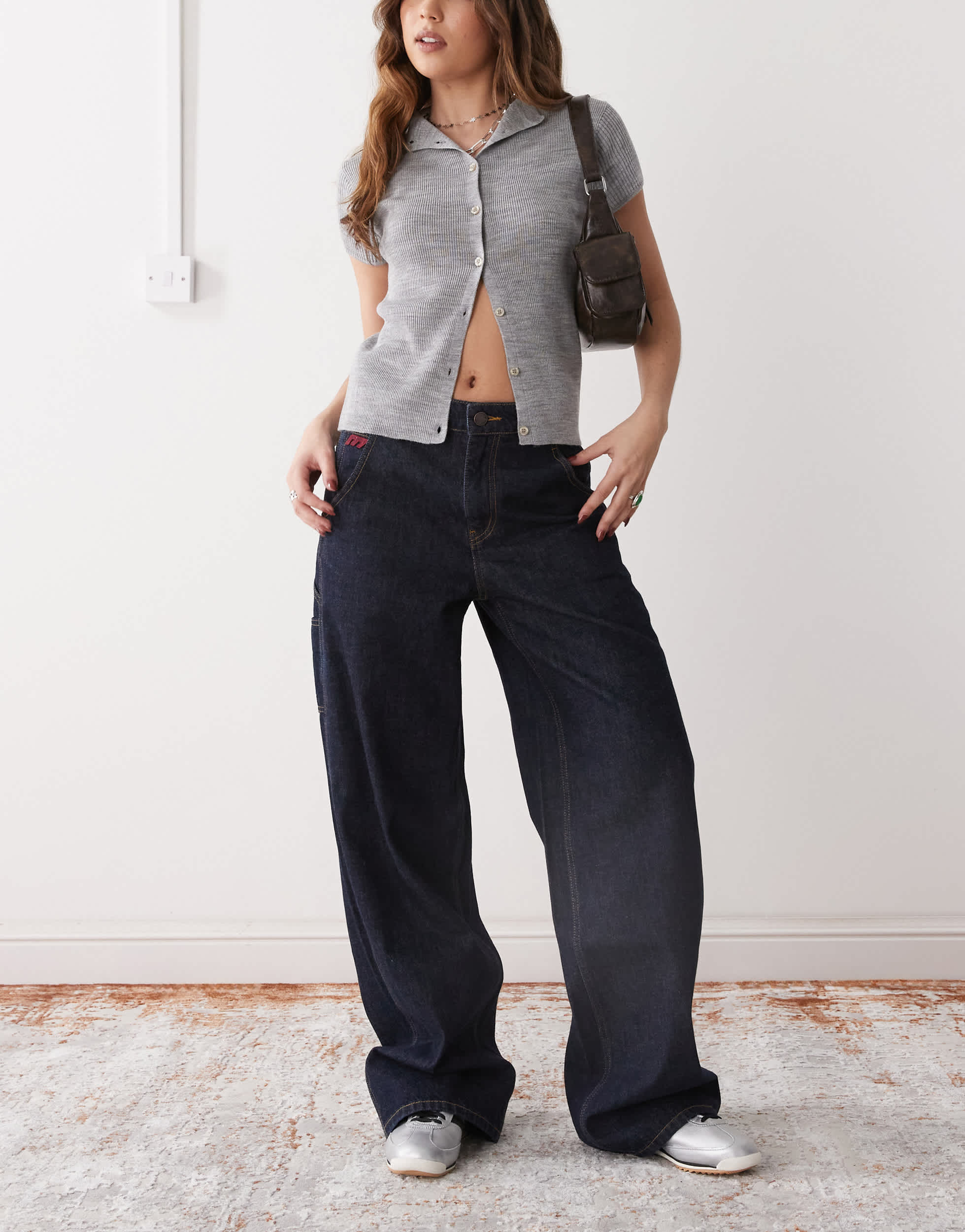 Miss Sixty wide leg denim jeans in darkwash blue