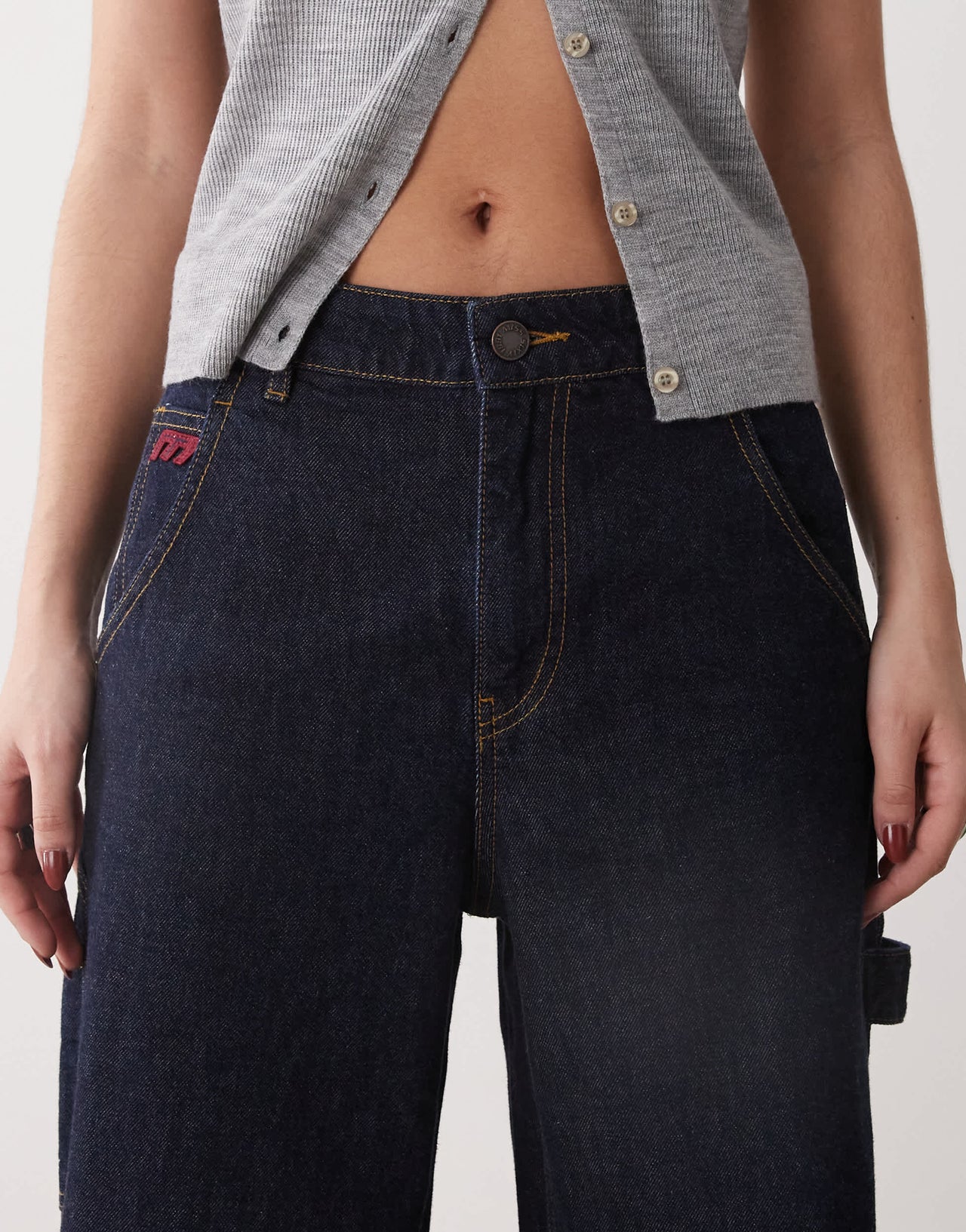 Miss Sixty wide leg denim jeans in darkwash blue
